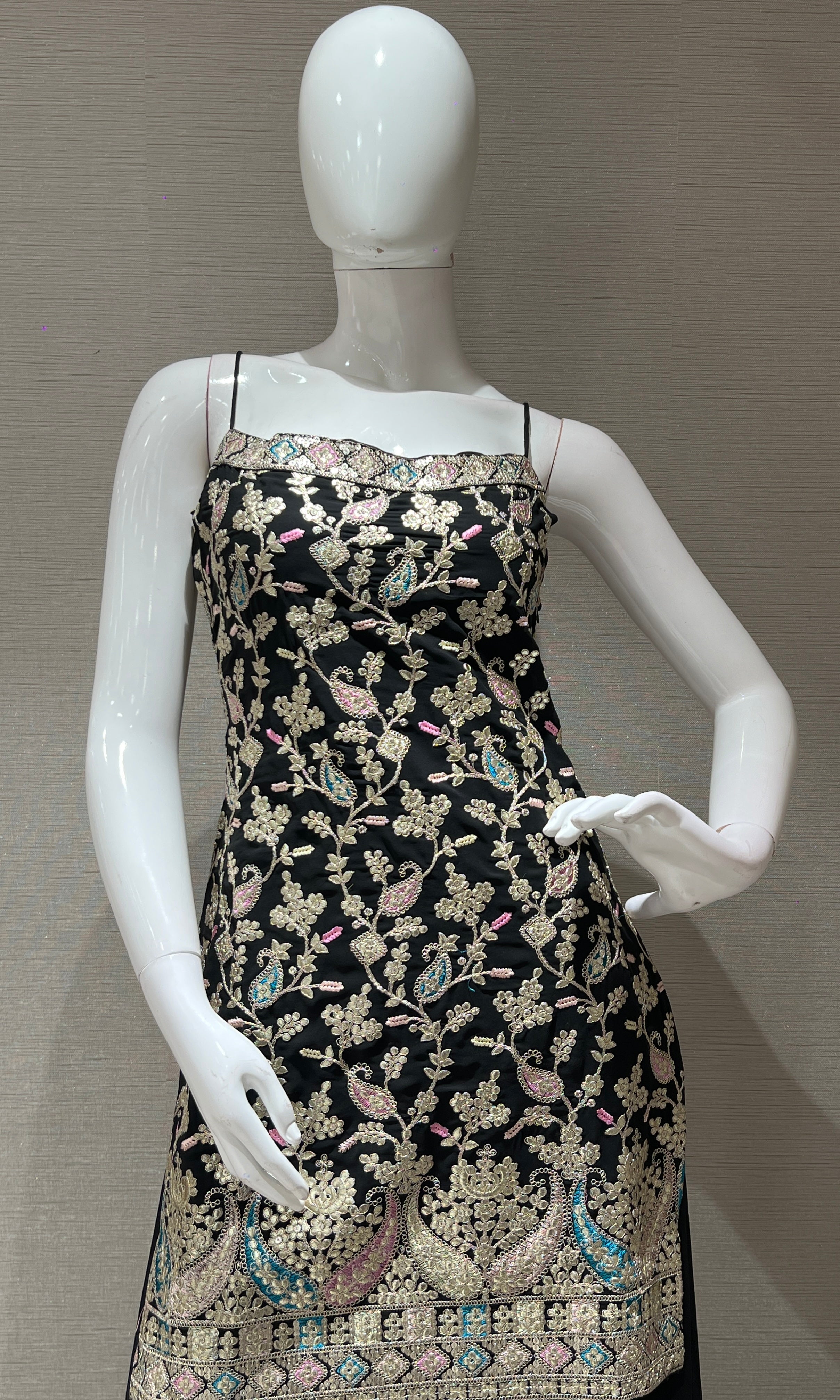 Black Gold Embellished Palazzo Set