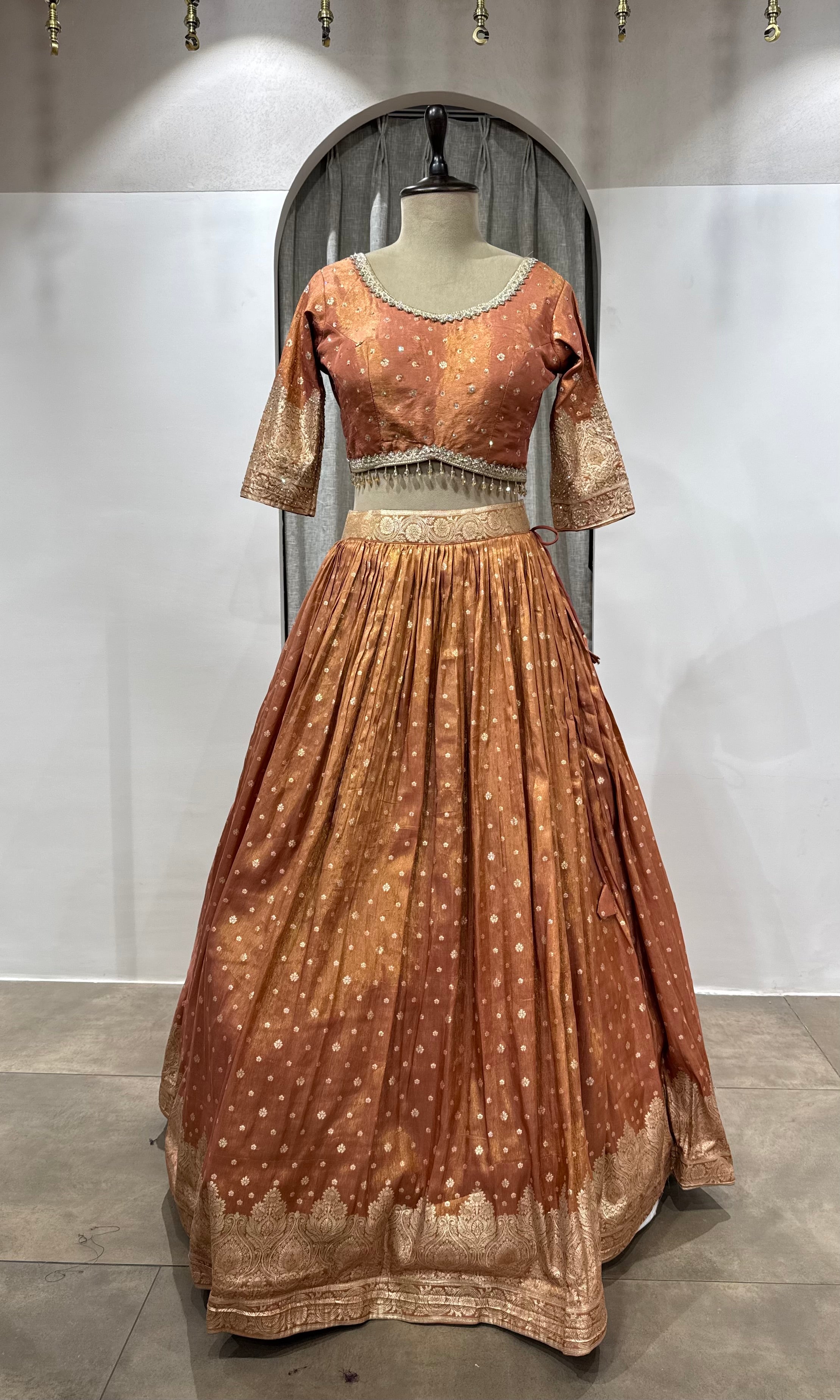 Rust Shimmer Lehenga Set with dupatta