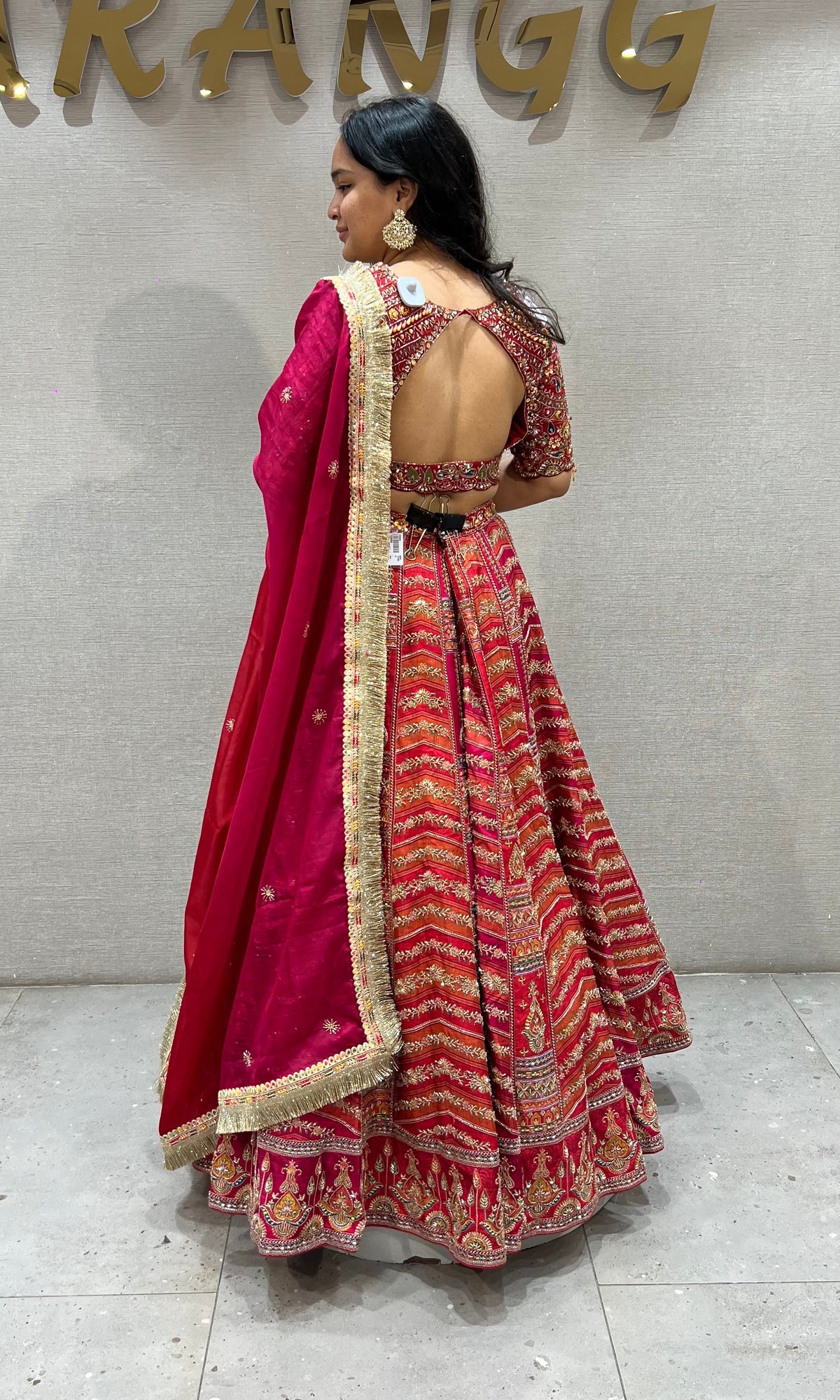 Red Multi Brocade Lehenga with Heavily Embroidered Choli Set
