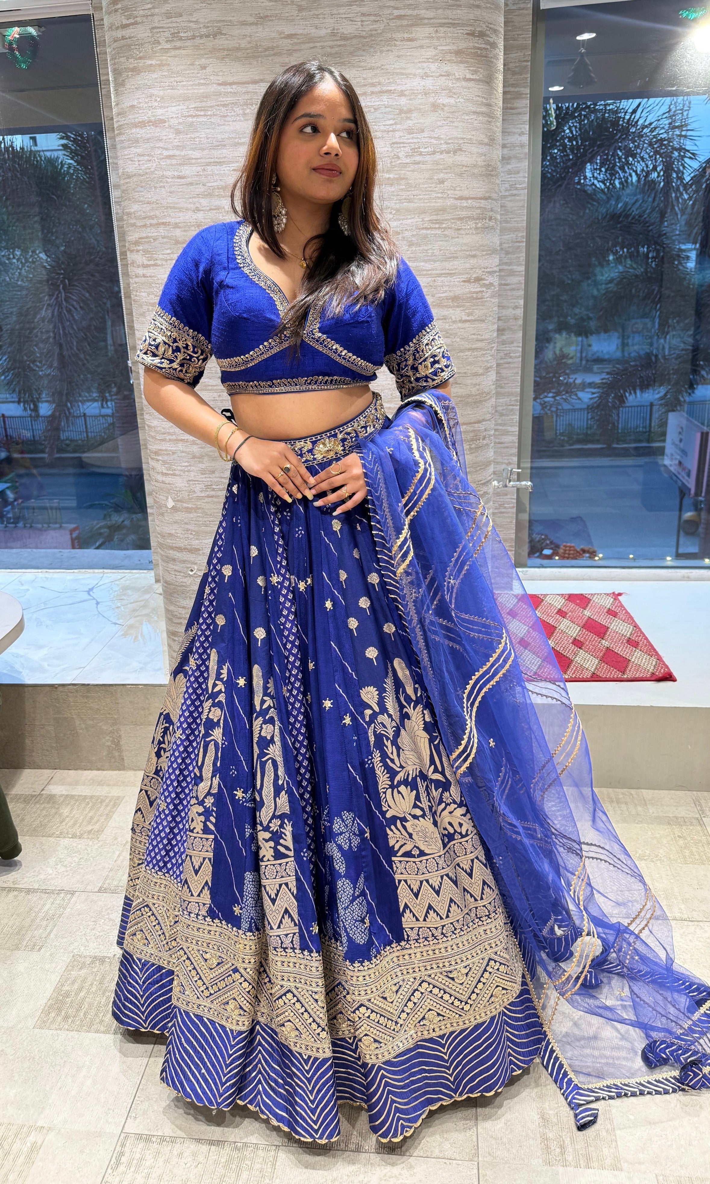 Blue golden embroidered Lehenga