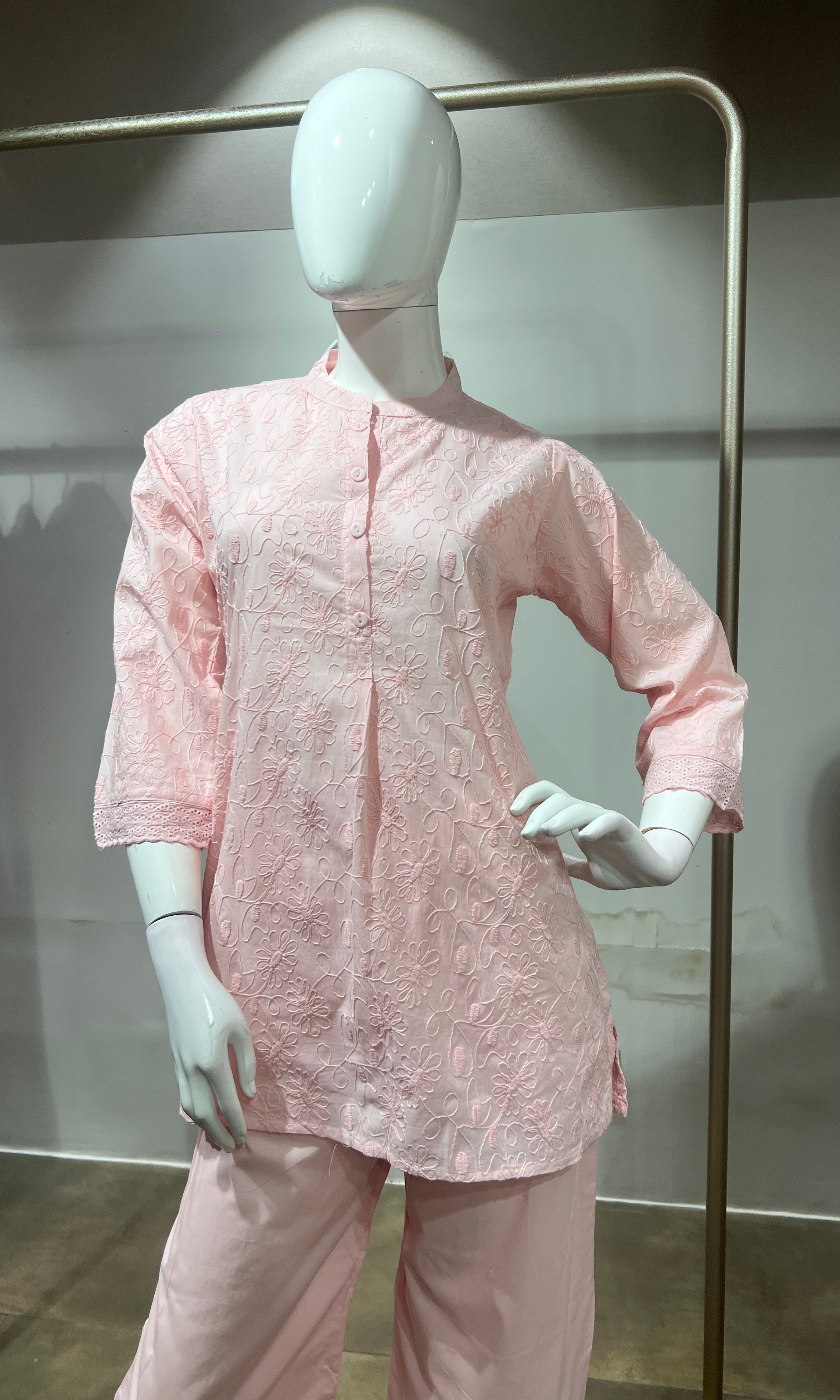 Baby pink Cotton Ethnic Co-ord Set