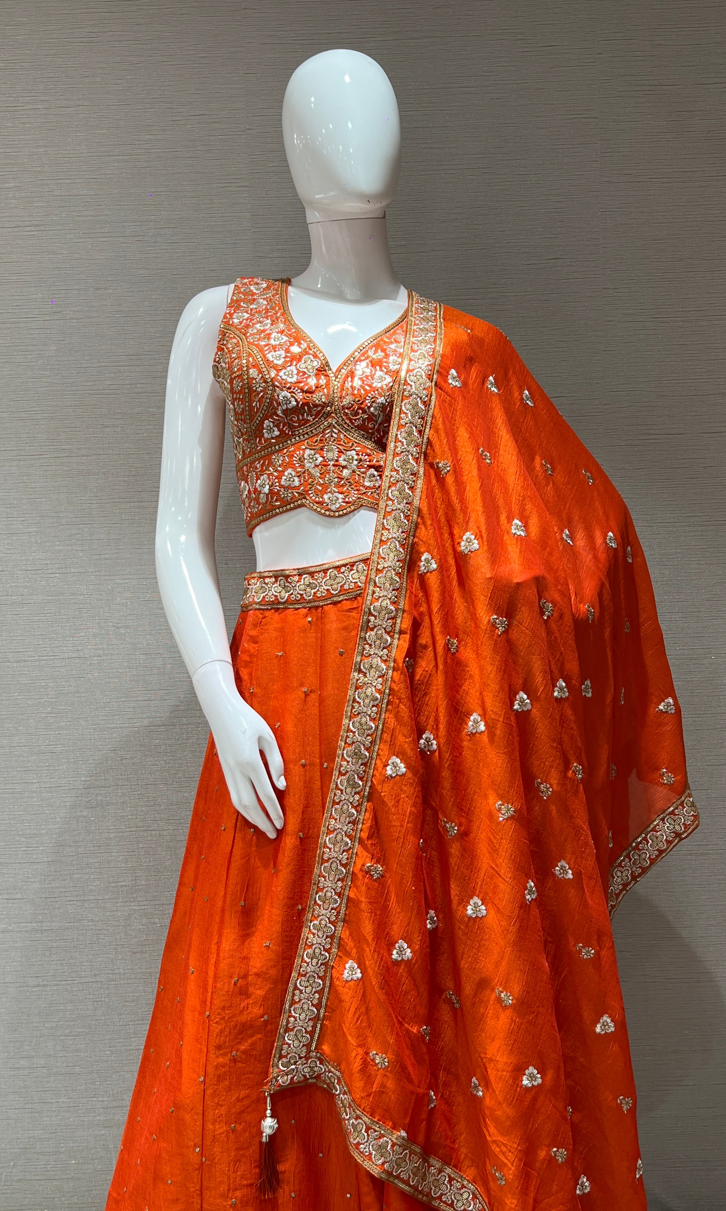 Rust golden embroidered Lehenga