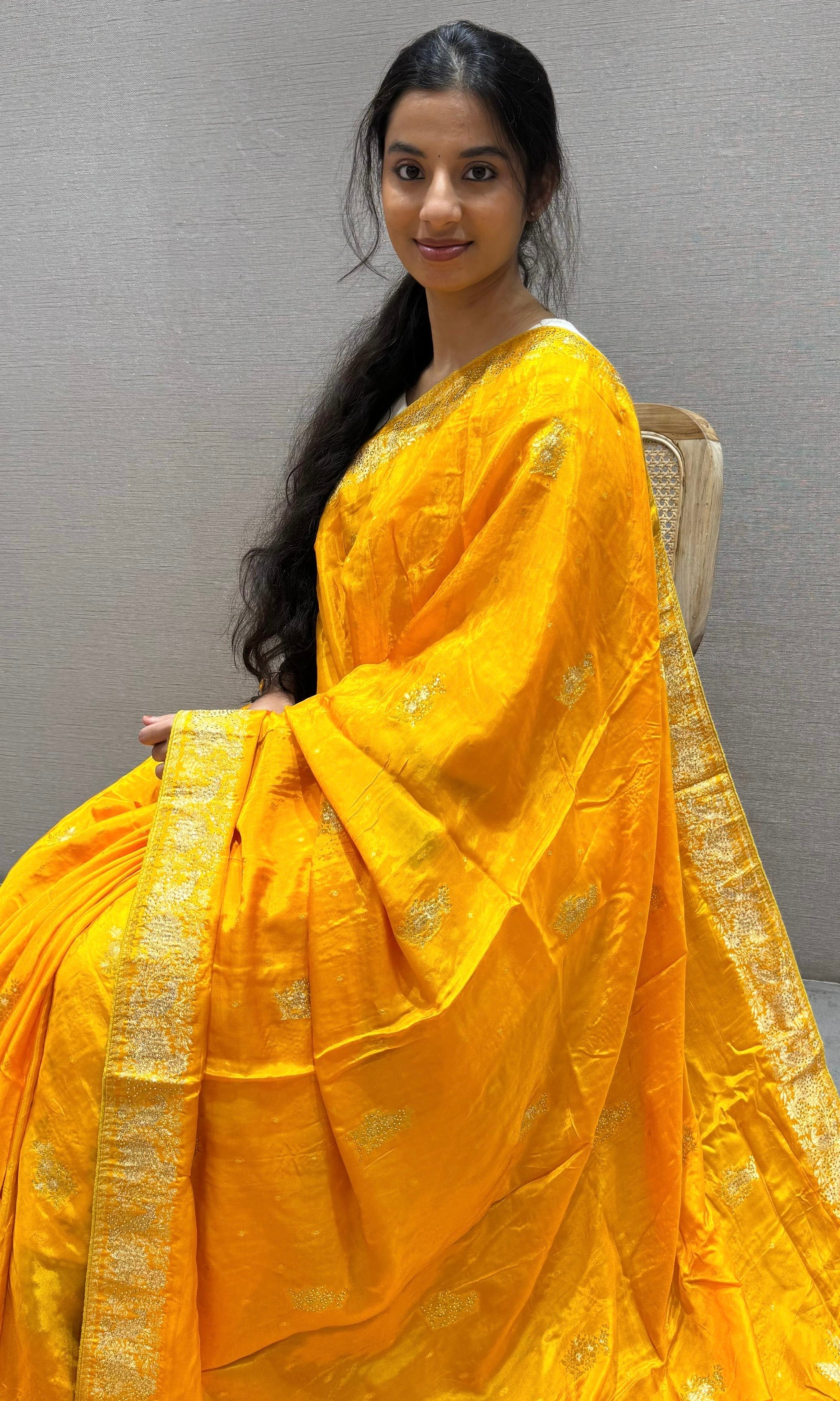 Gold Yellow Banarasi saree