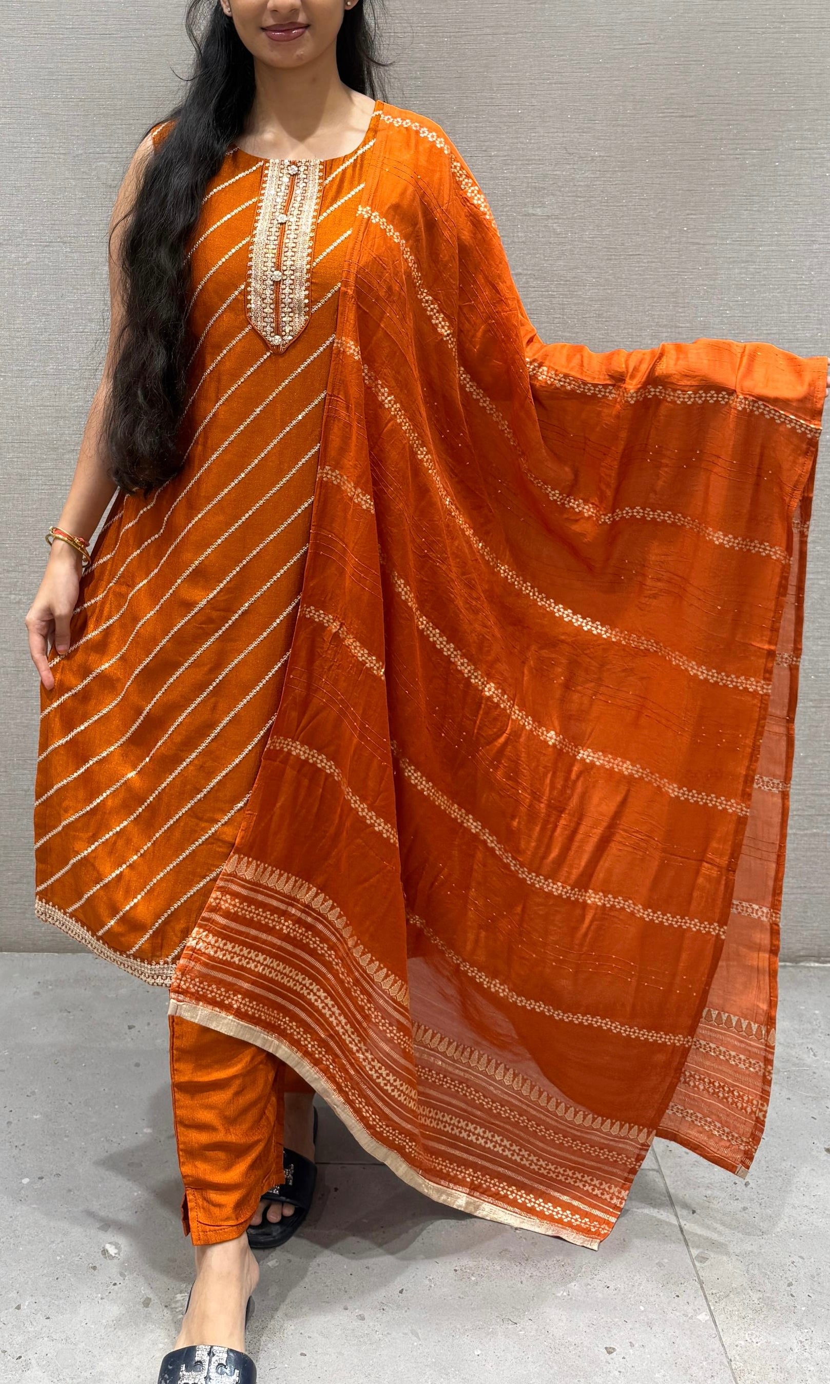 Rust orange kurta set