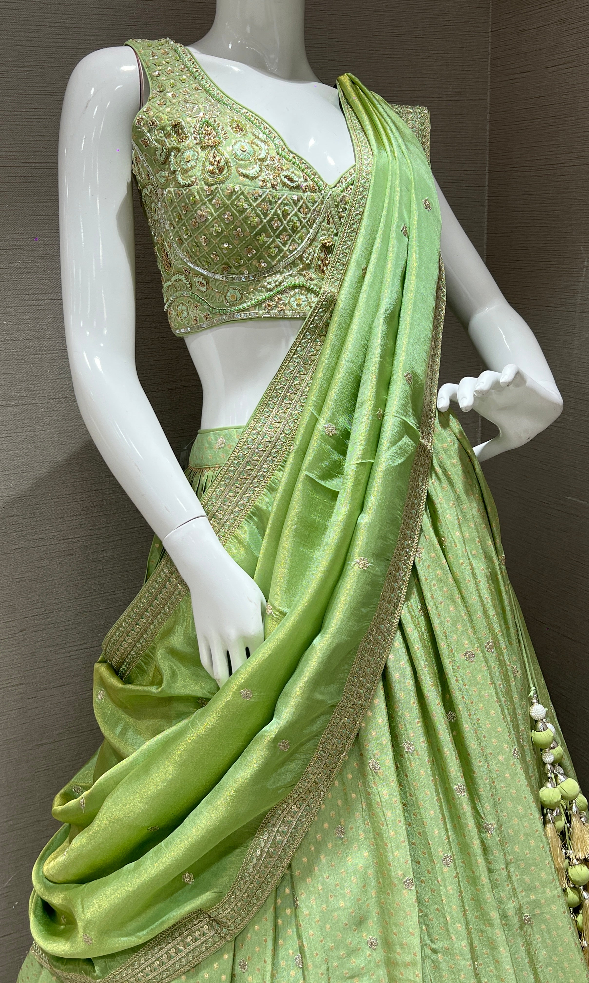 Parrot green Lehenga