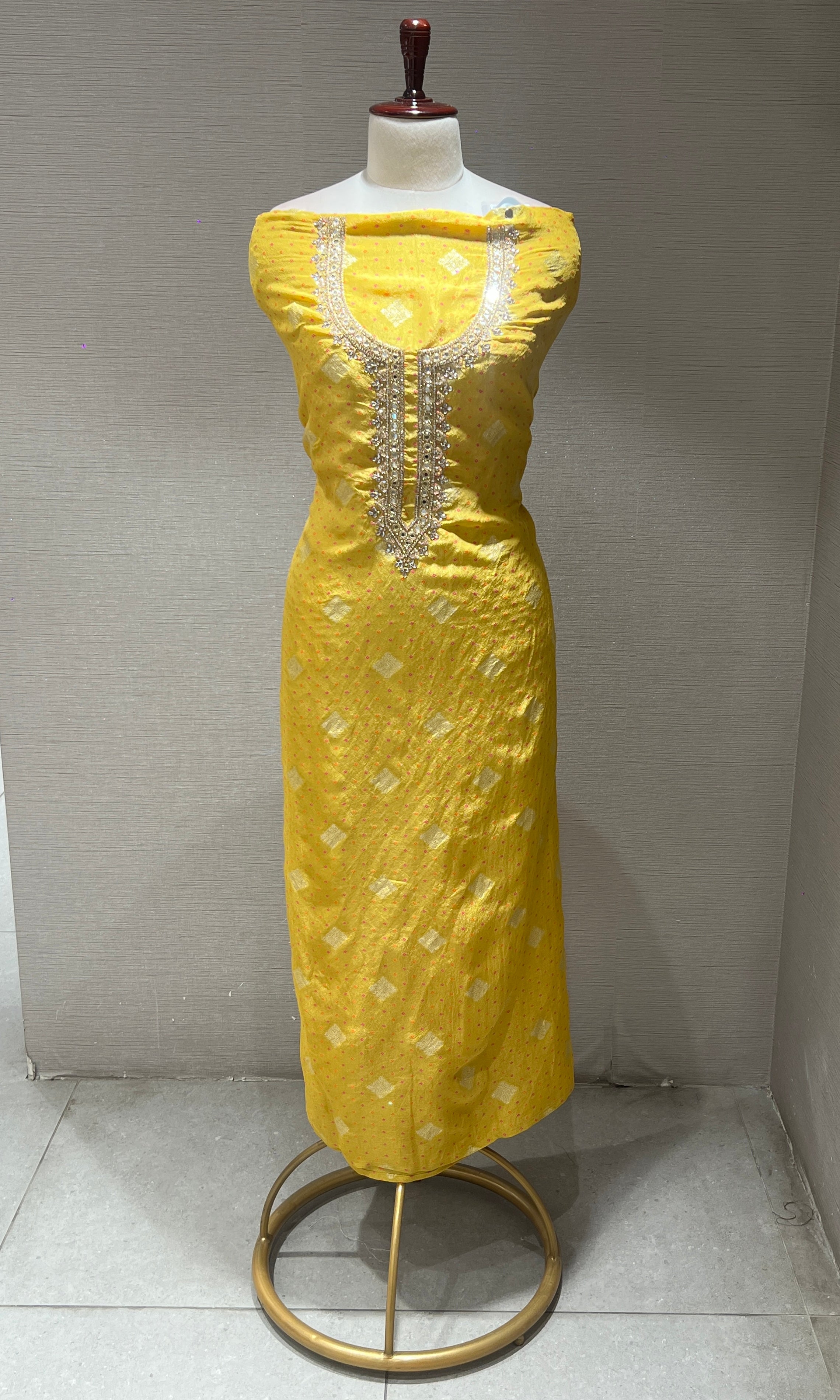 Yellow dress material (party wear)
