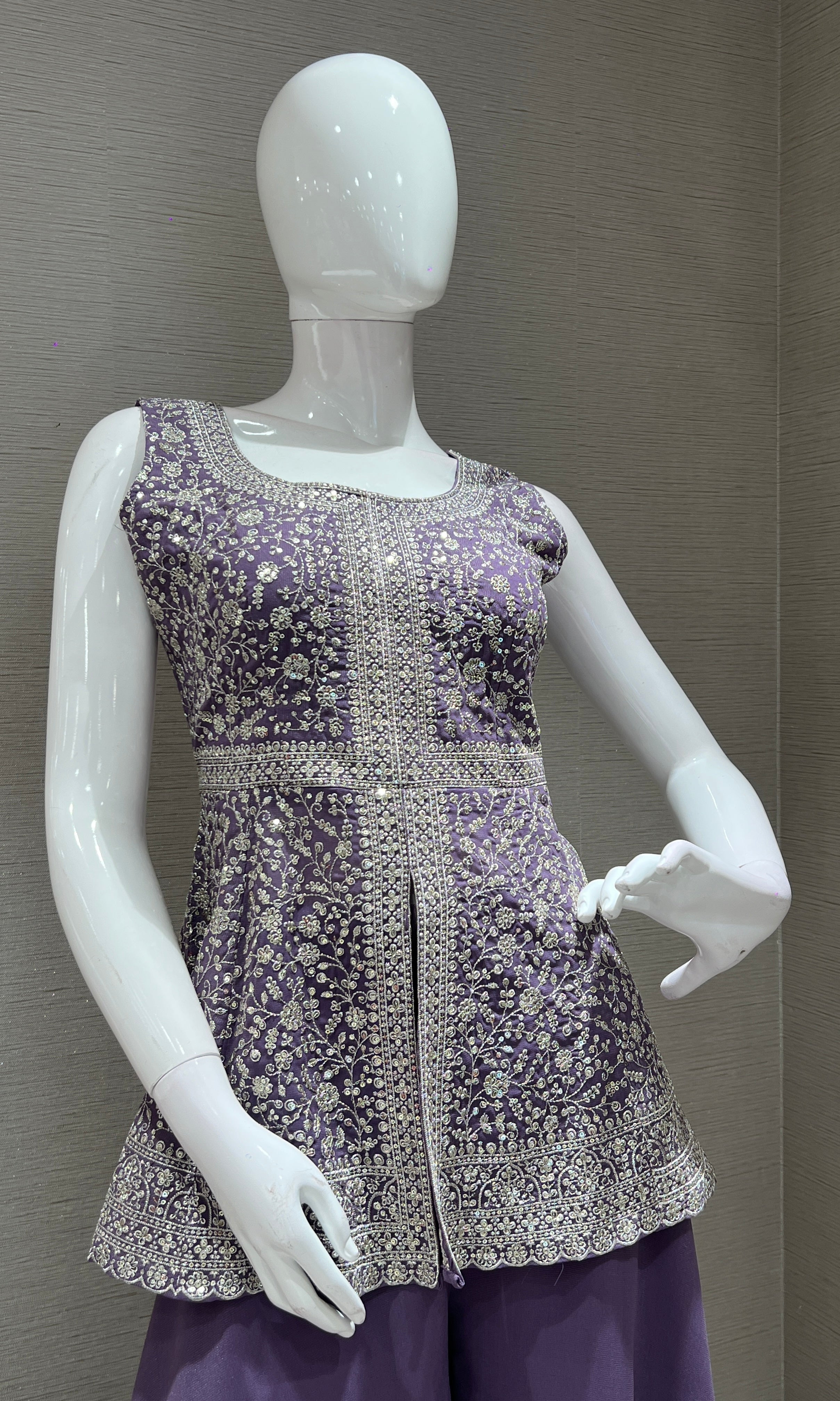 Purple EMBROIDERED PEPLUM PALAZZO