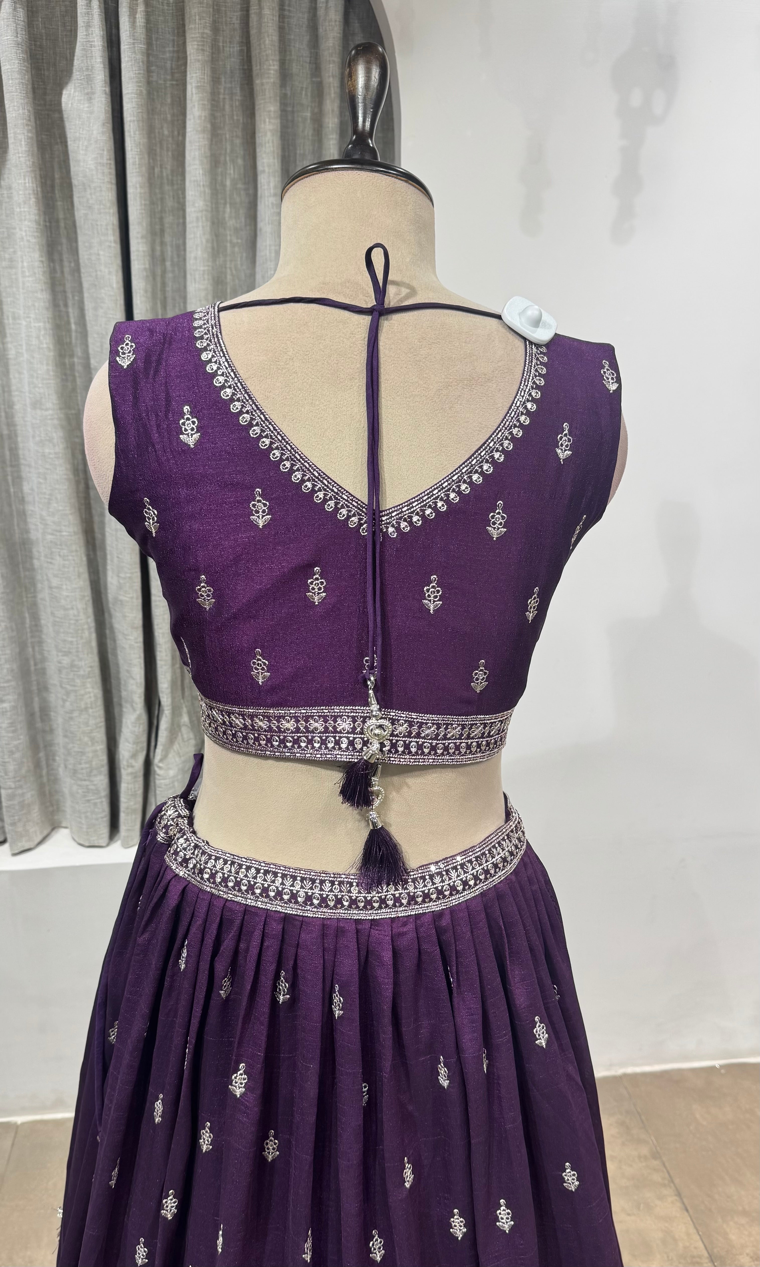 ROYAL WINE INTRICATE EMBROIDERED LEHENGA