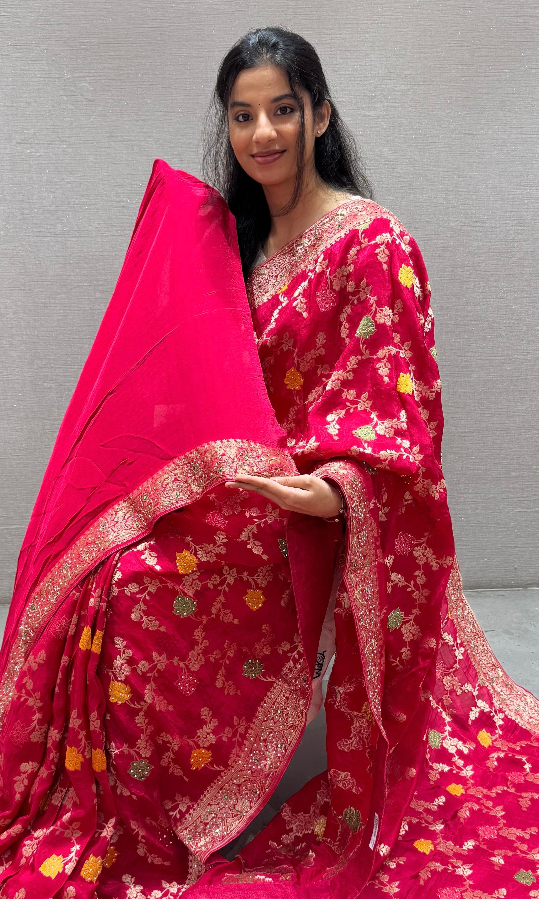 Pink Banarasi saree