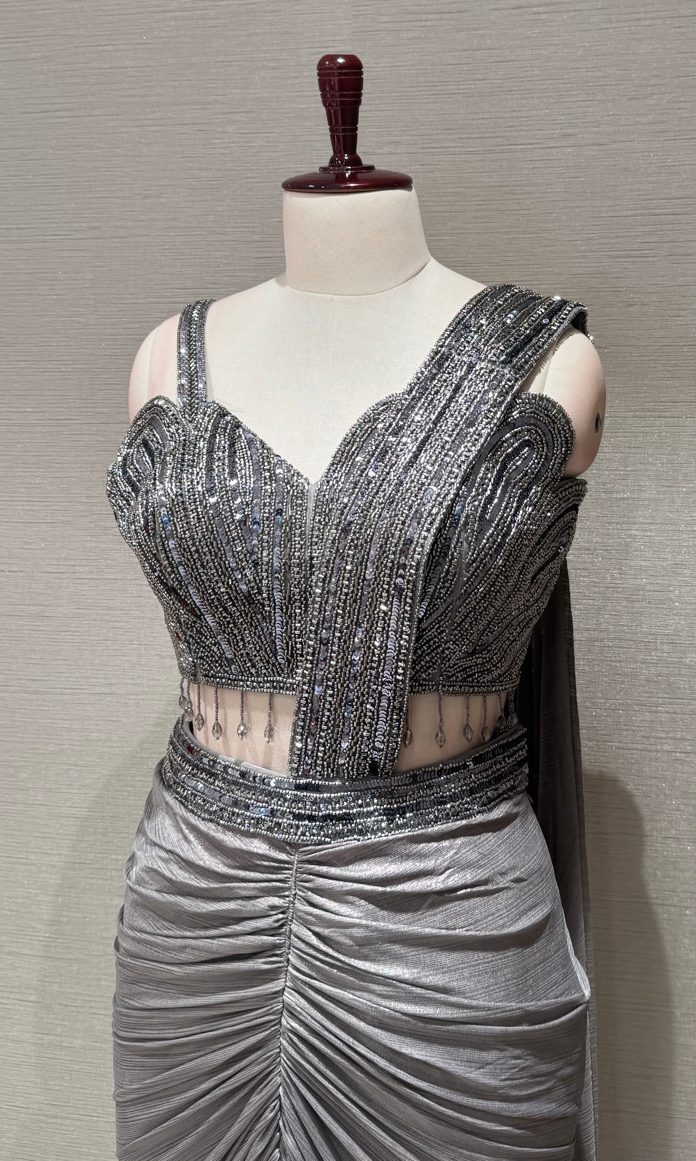 Grey Silver Sequin Sweetheart skirt with