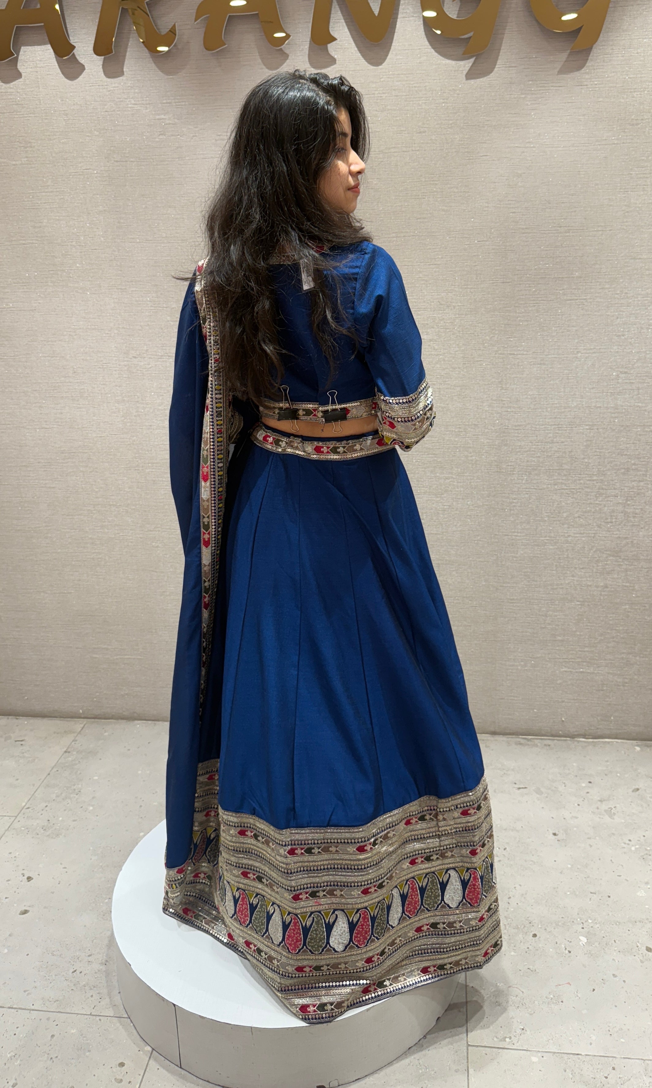 Navy blue Intricately Embroidered LEHENGA