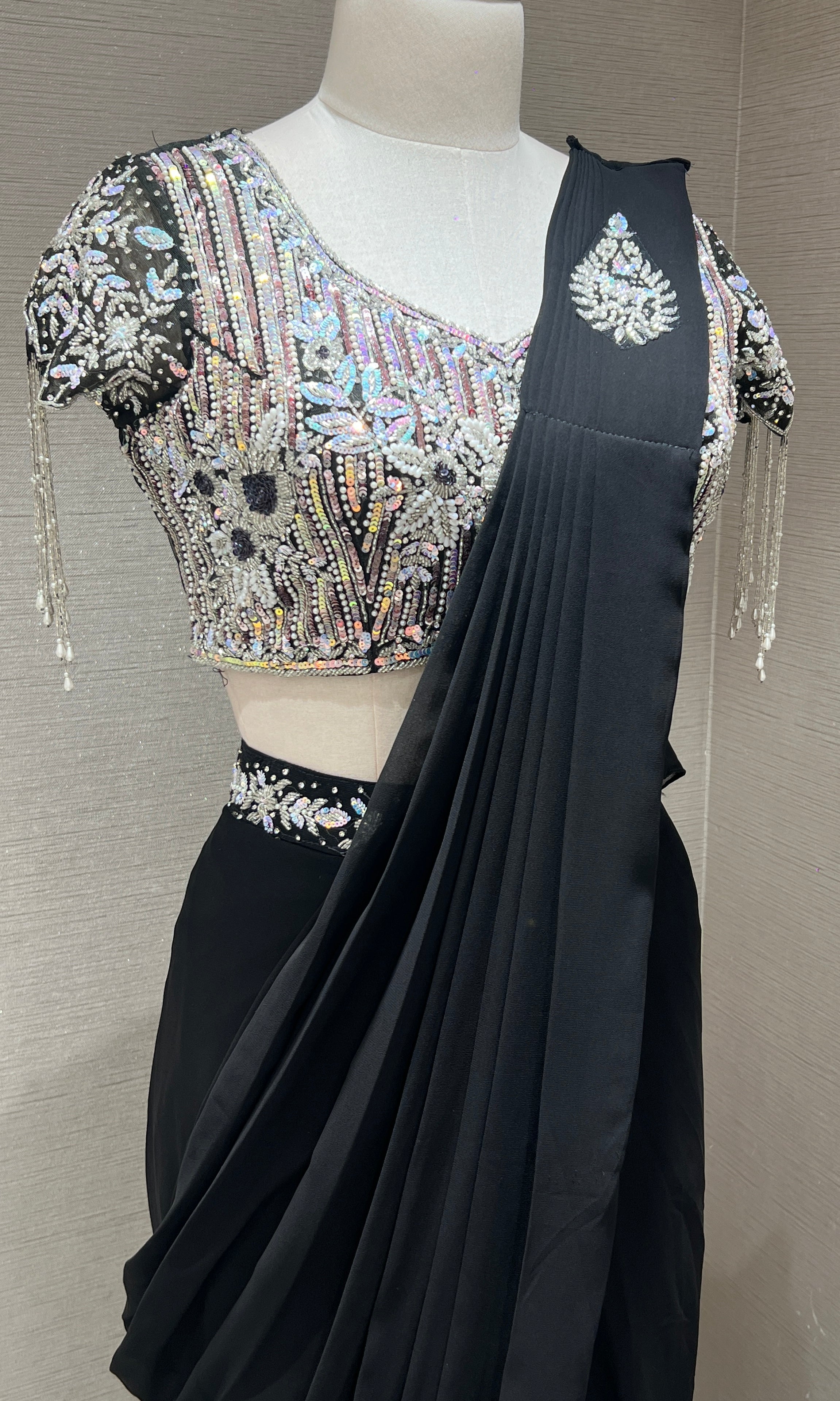 Black one minute saree
