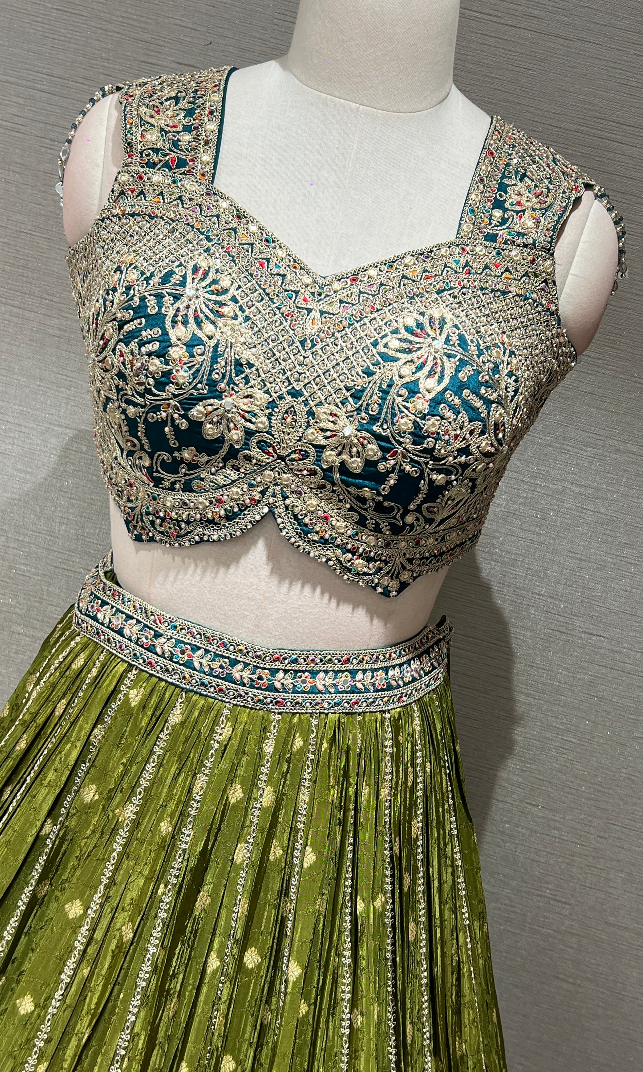 BLUE MULTI GOLDEN EMBROIDERED LEHENGA