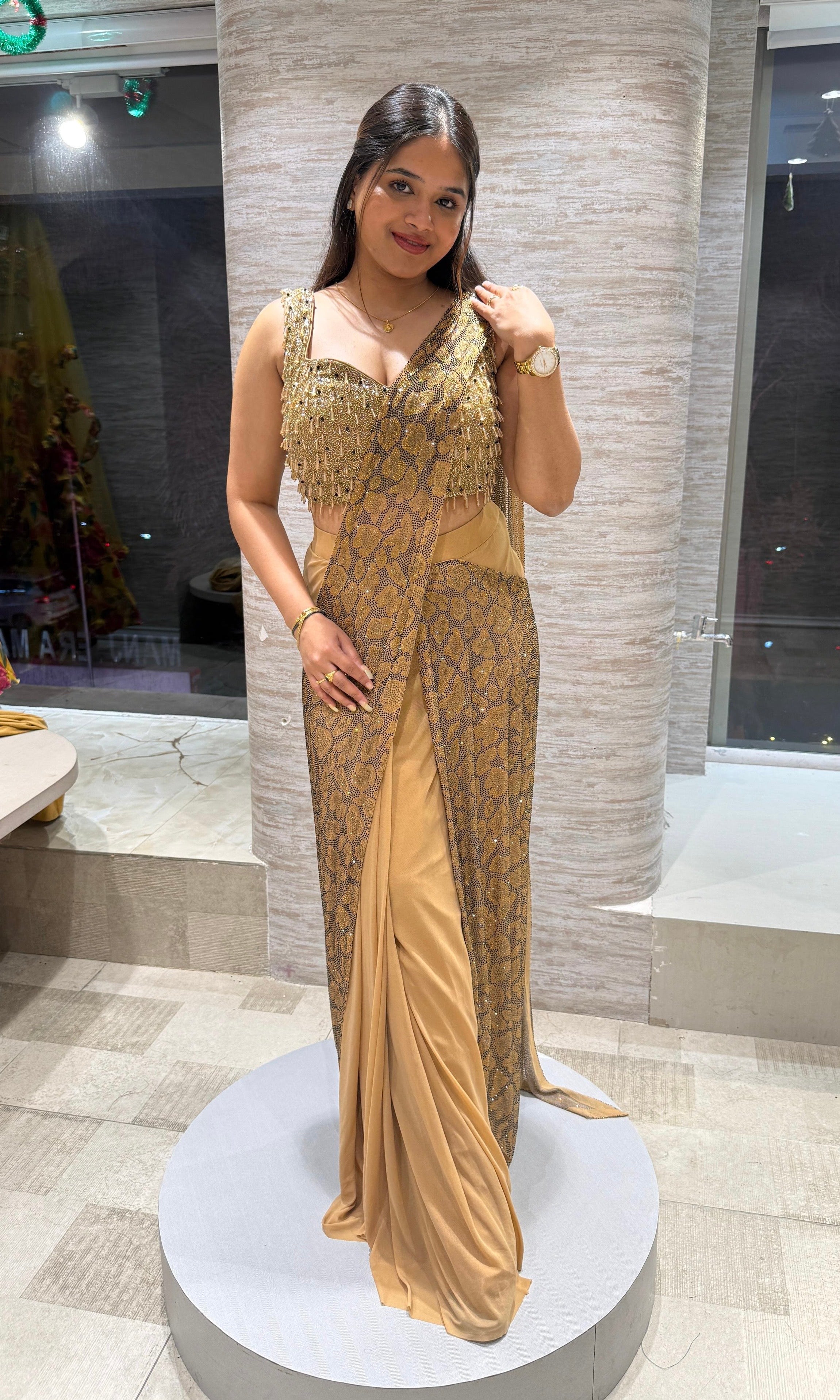 Chikoo GOLDEN drape saree
