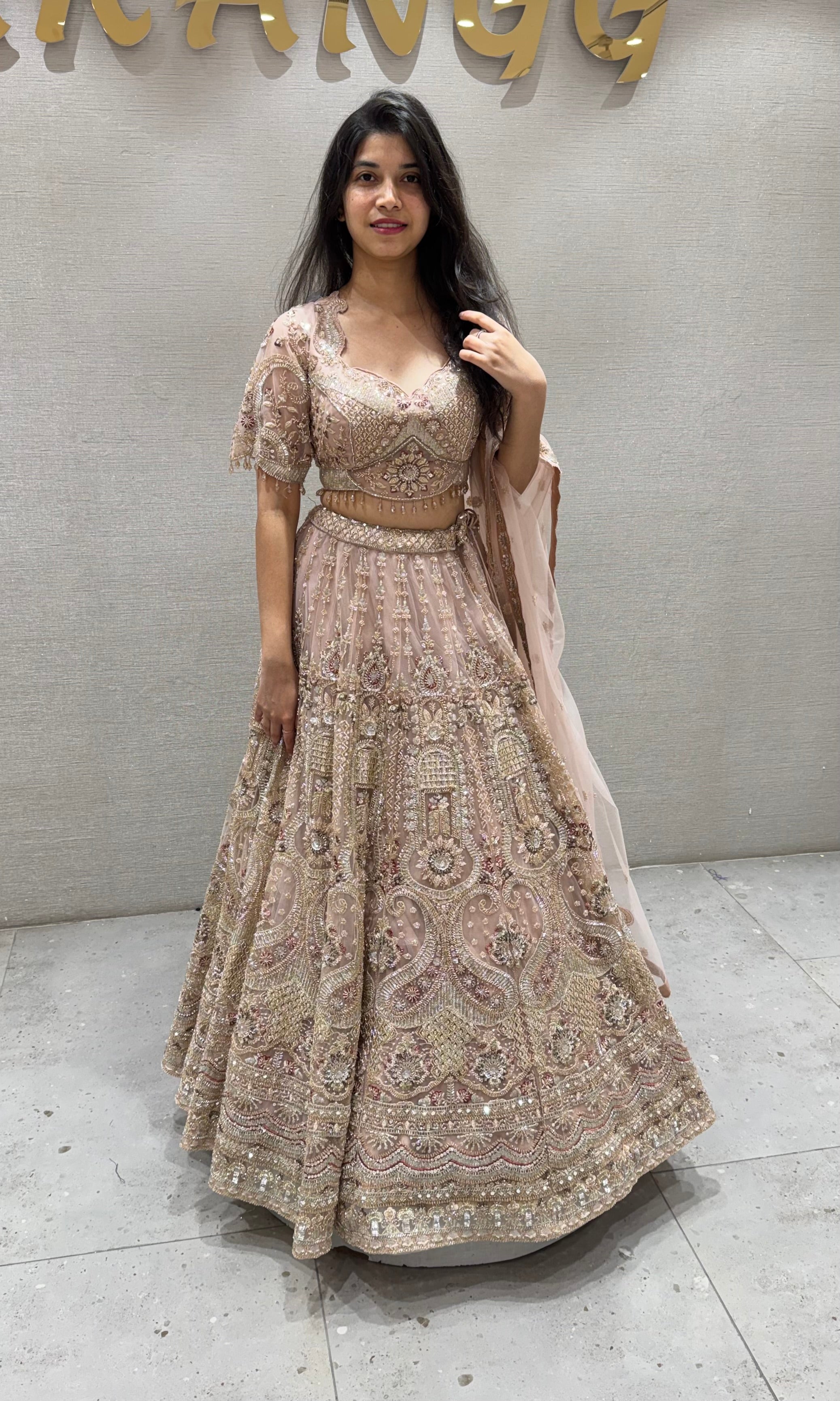 Peach INTRICATE EMBROIDERED LEHENGA