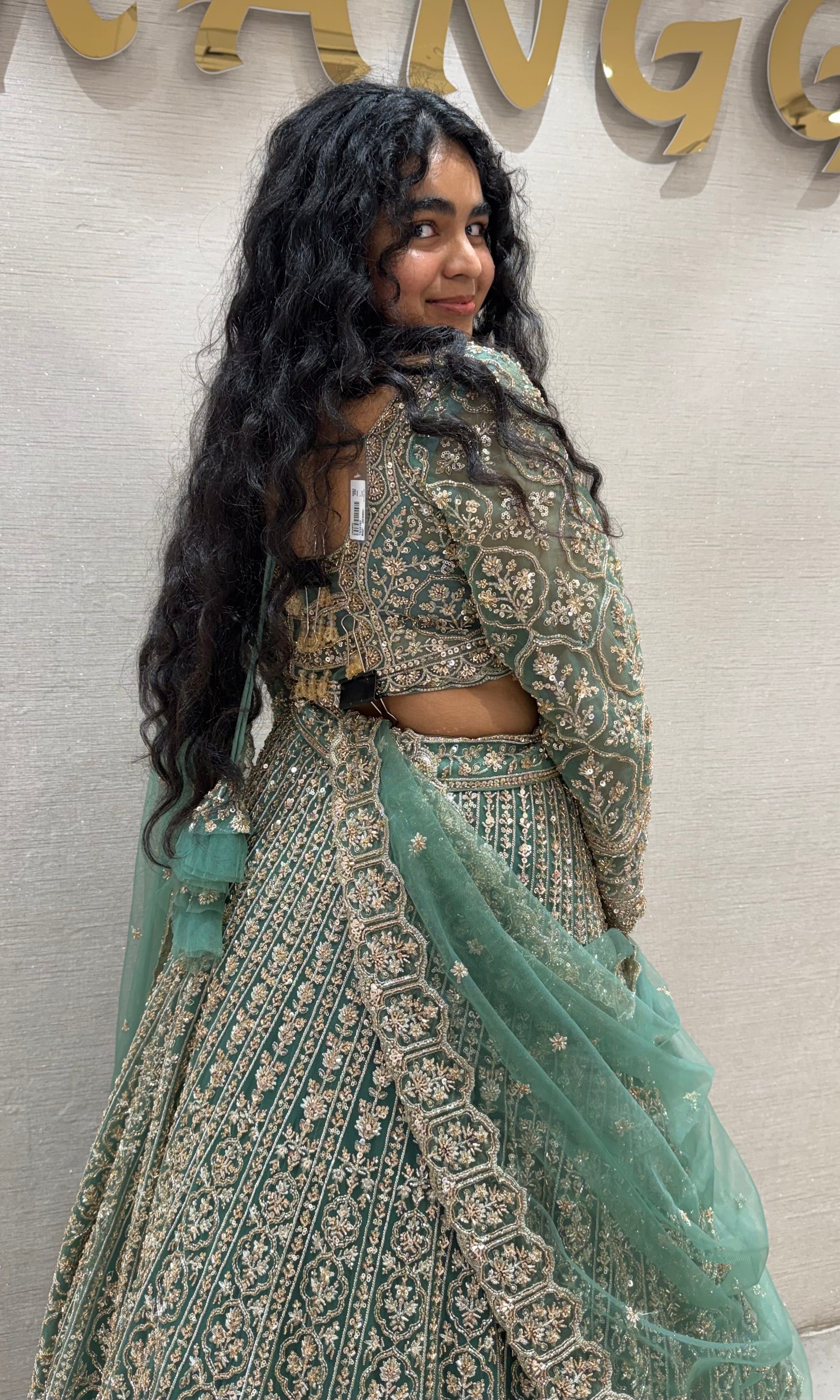 Green Embroidered Silk Bridal Lehenga