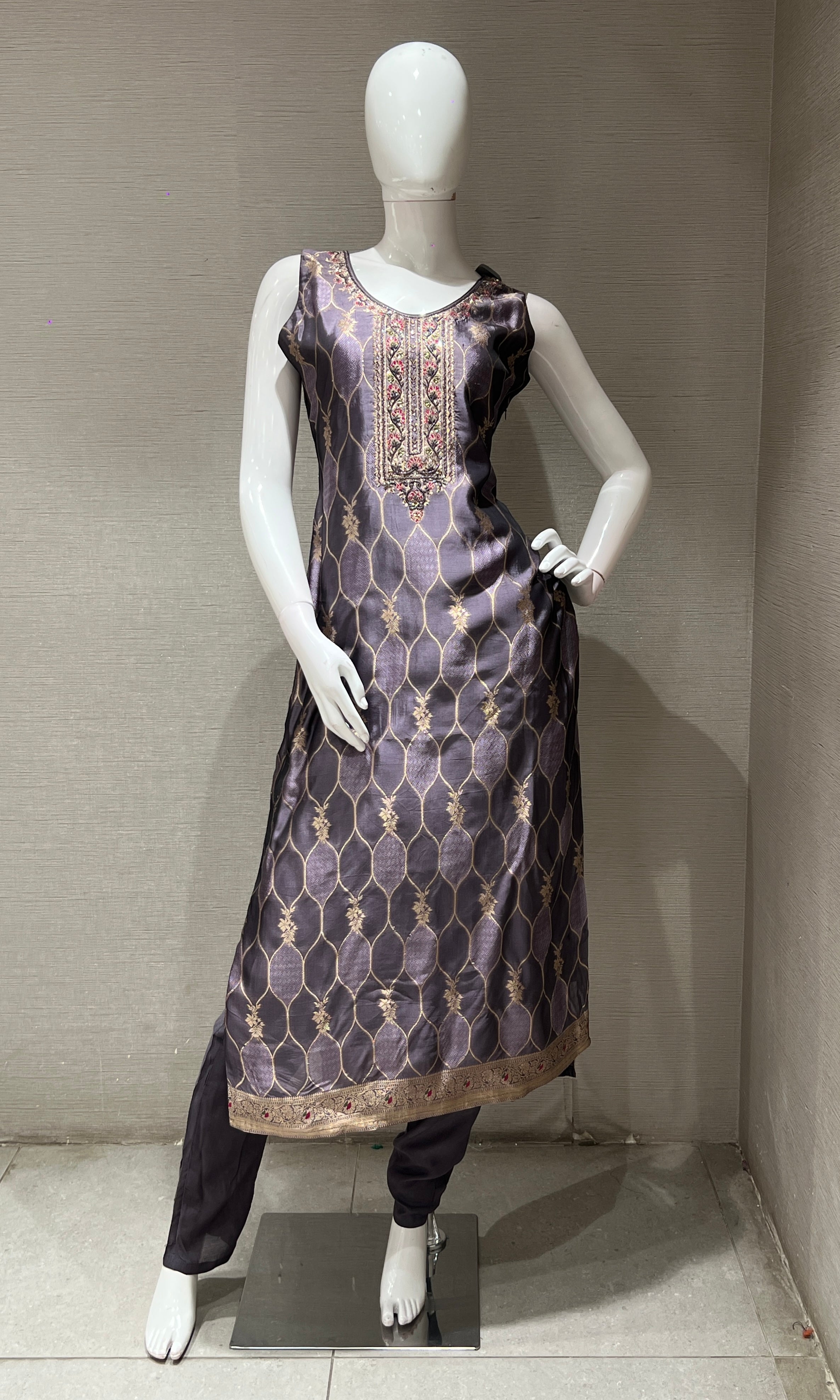 Lilac ethnic print kurta set