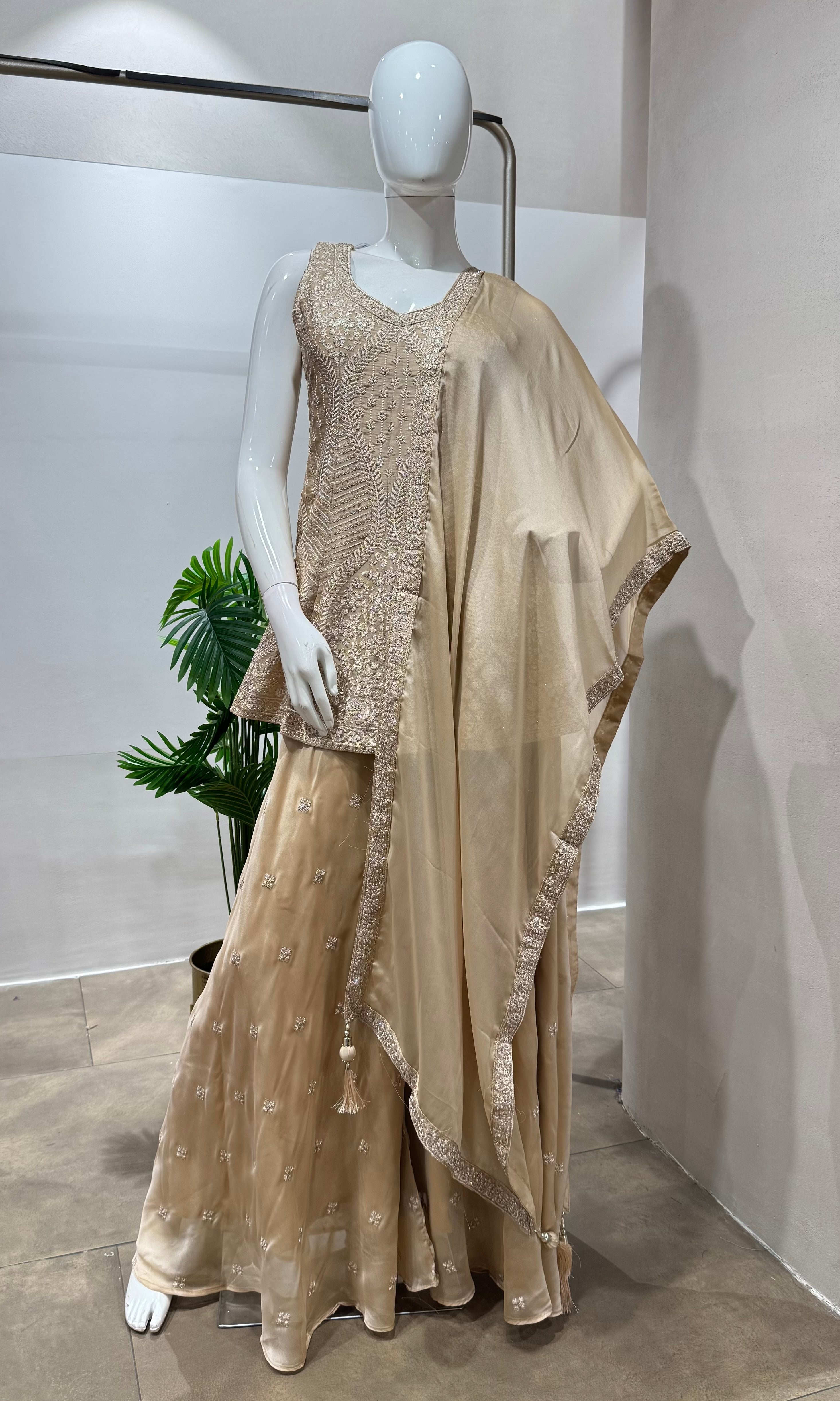 MAUVE gold embroidered palazzo set