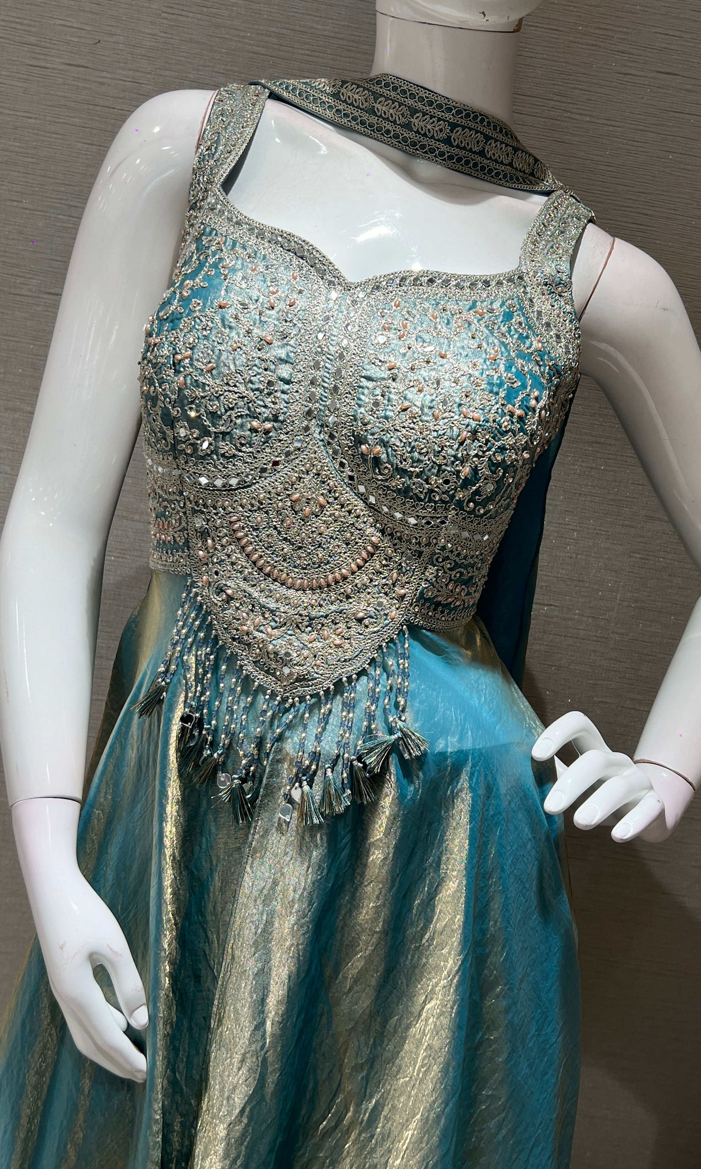 Light blue ANARKALI WITH PALAZZO PANTS