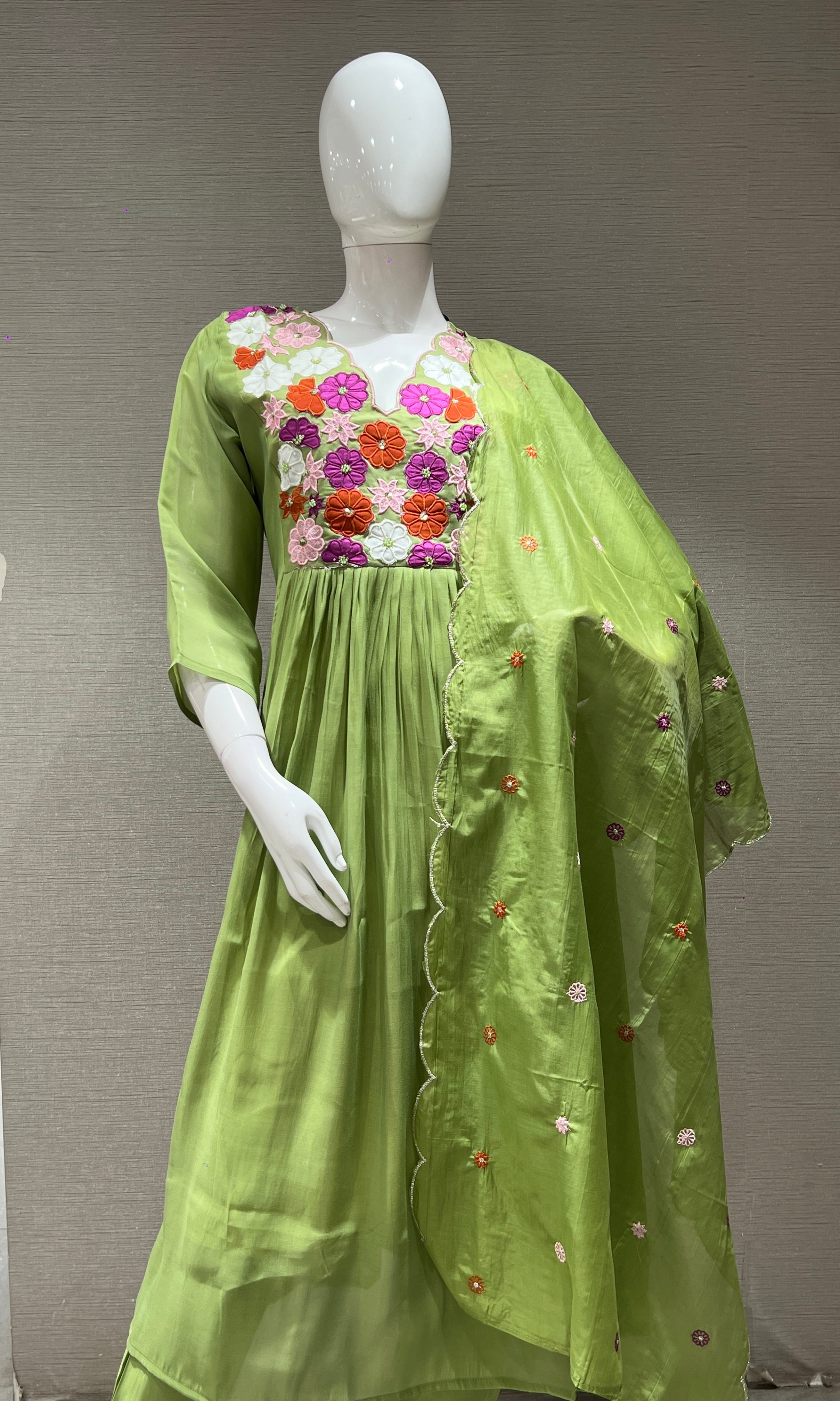 Green Floral KURTA SET