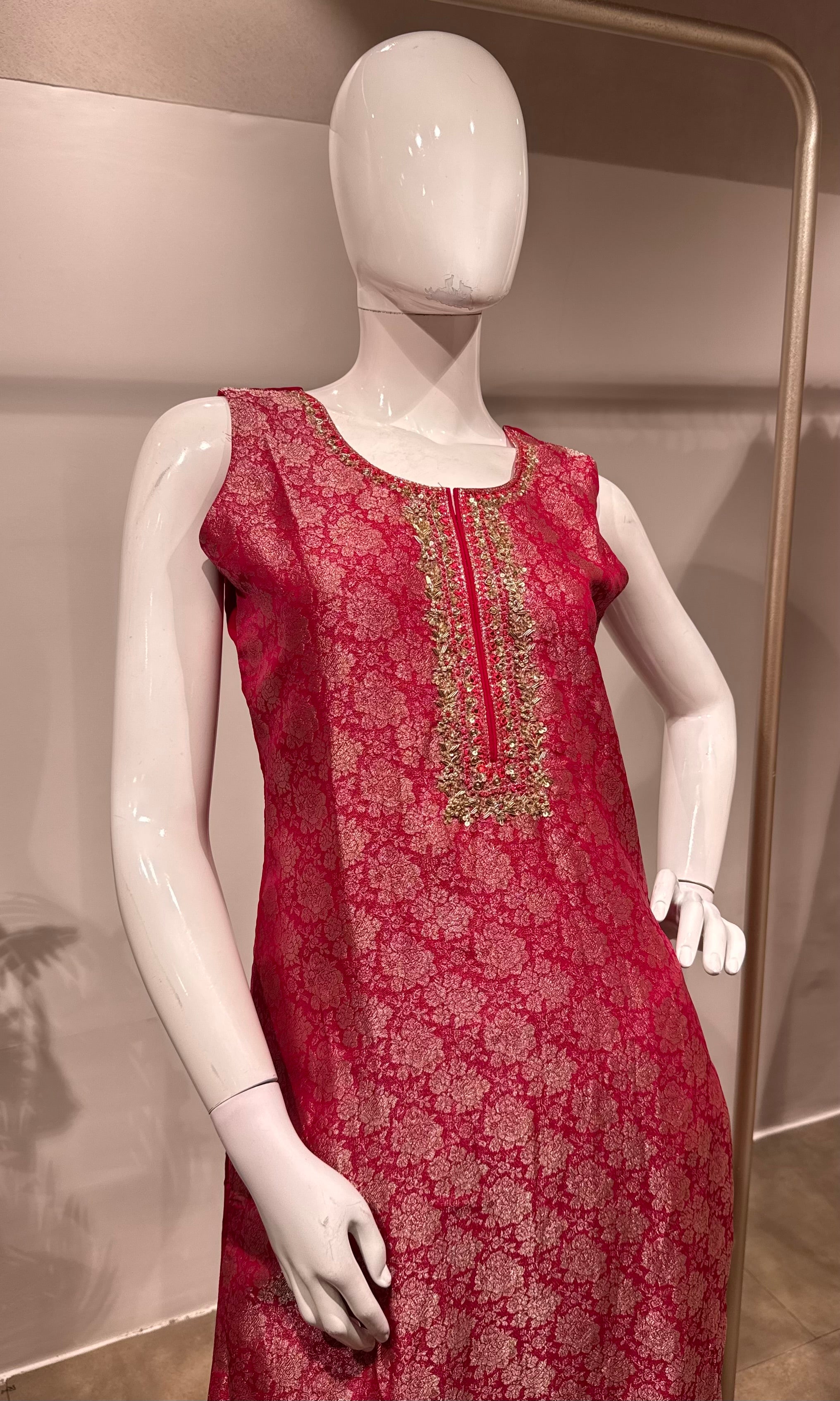 Rani pink banarasi kurta set