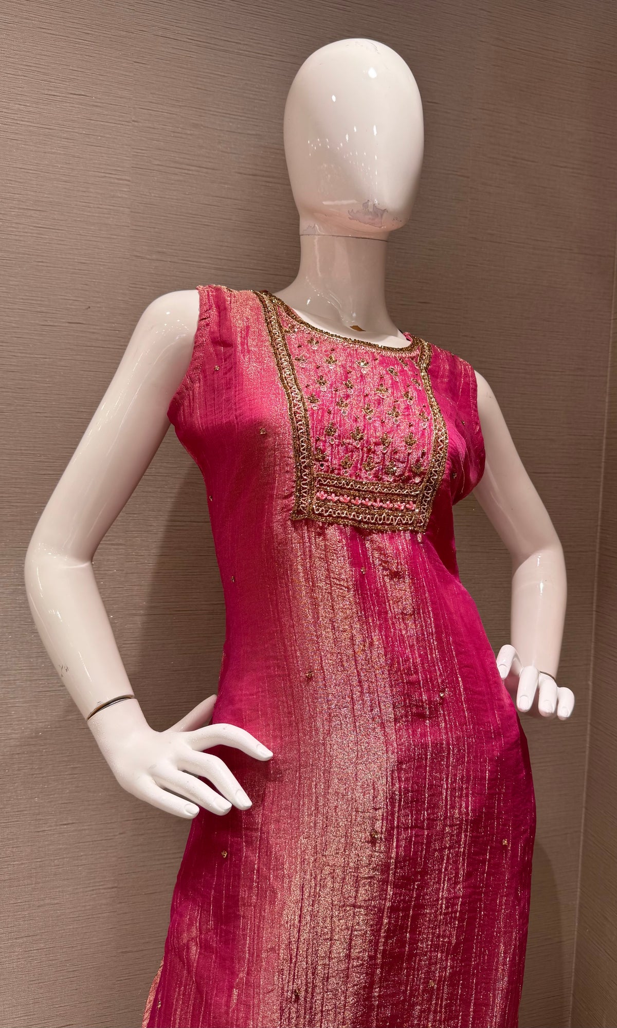 Light Pink ETHNIC SHIMMER KURTA SET WITH DUPATTA