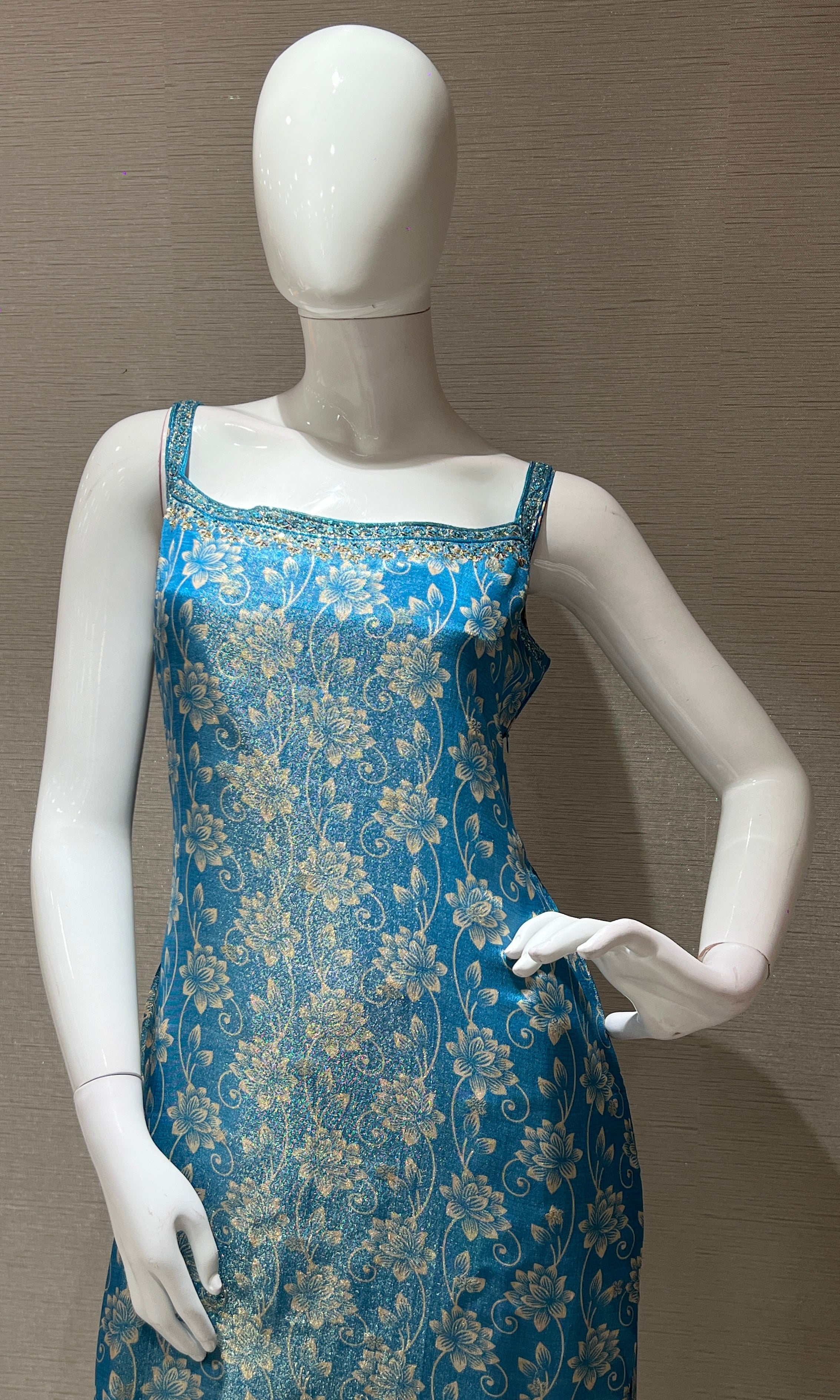 Blue and Gold Ethnic Kurta Set