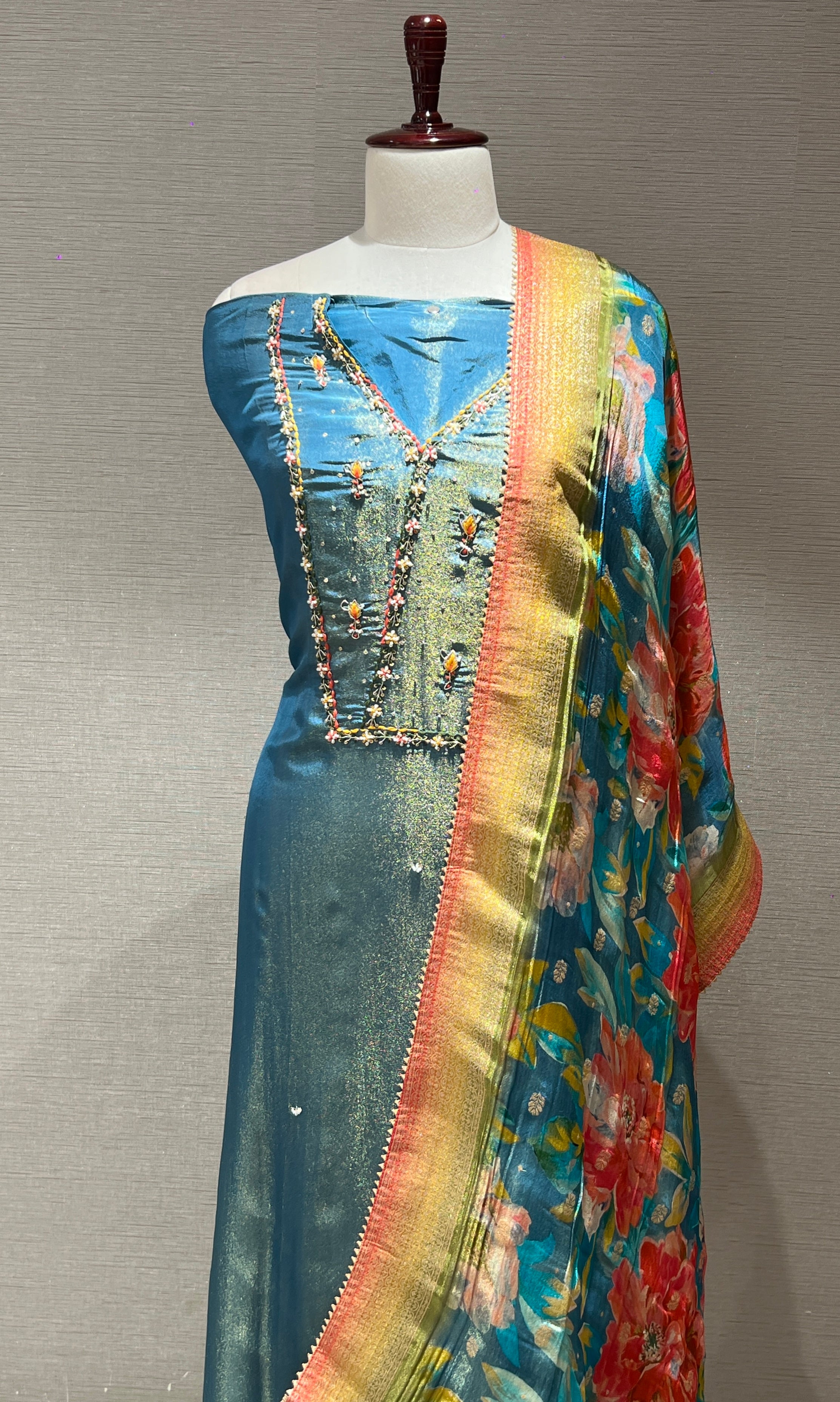 Blue dress material