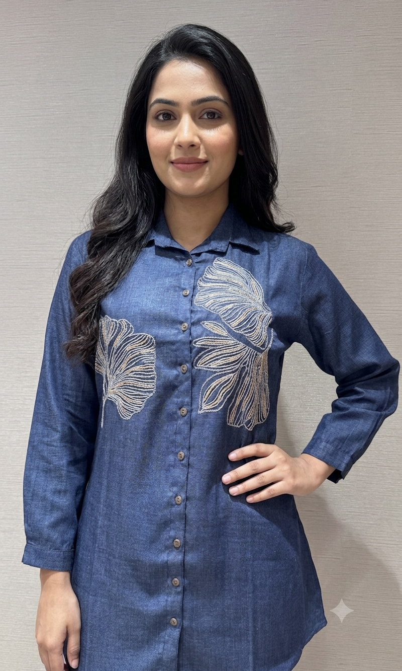 Indigo Blue Floral Cord Set