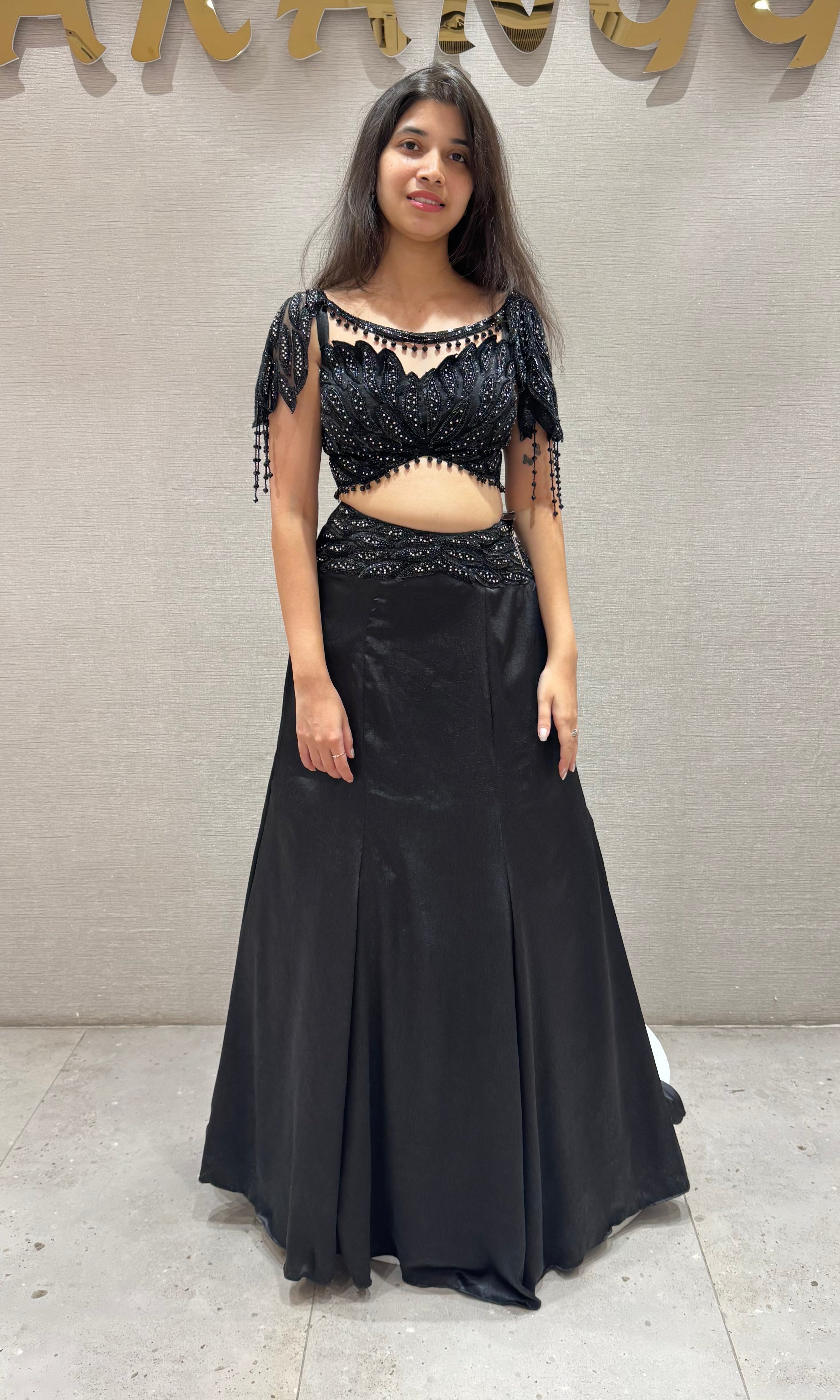 Black Lehenga WITH EMBROIDERED BLOUSE