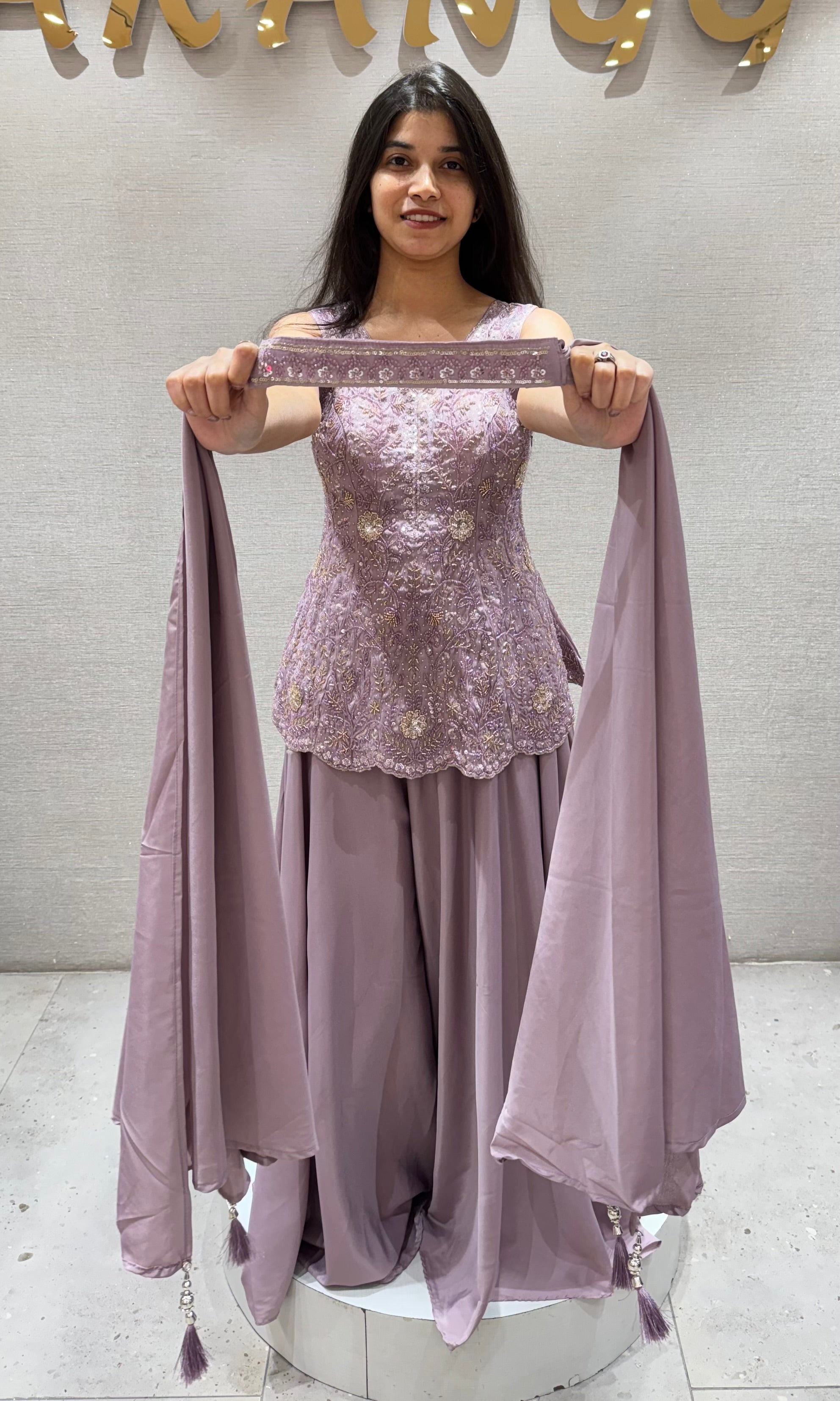 LIGHT Purple Embroidered palazzo Set
