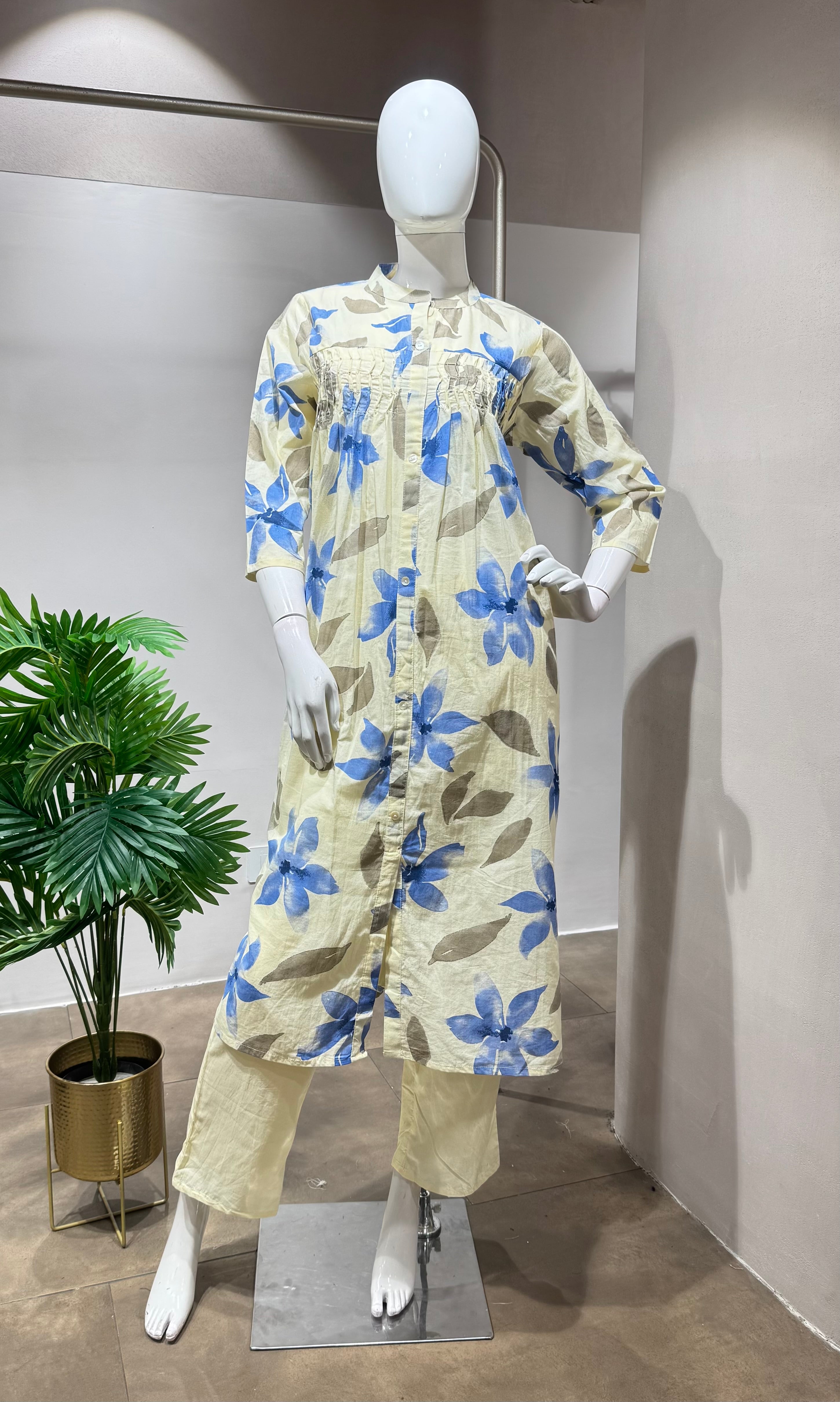 Blue floral spring summer kurta set