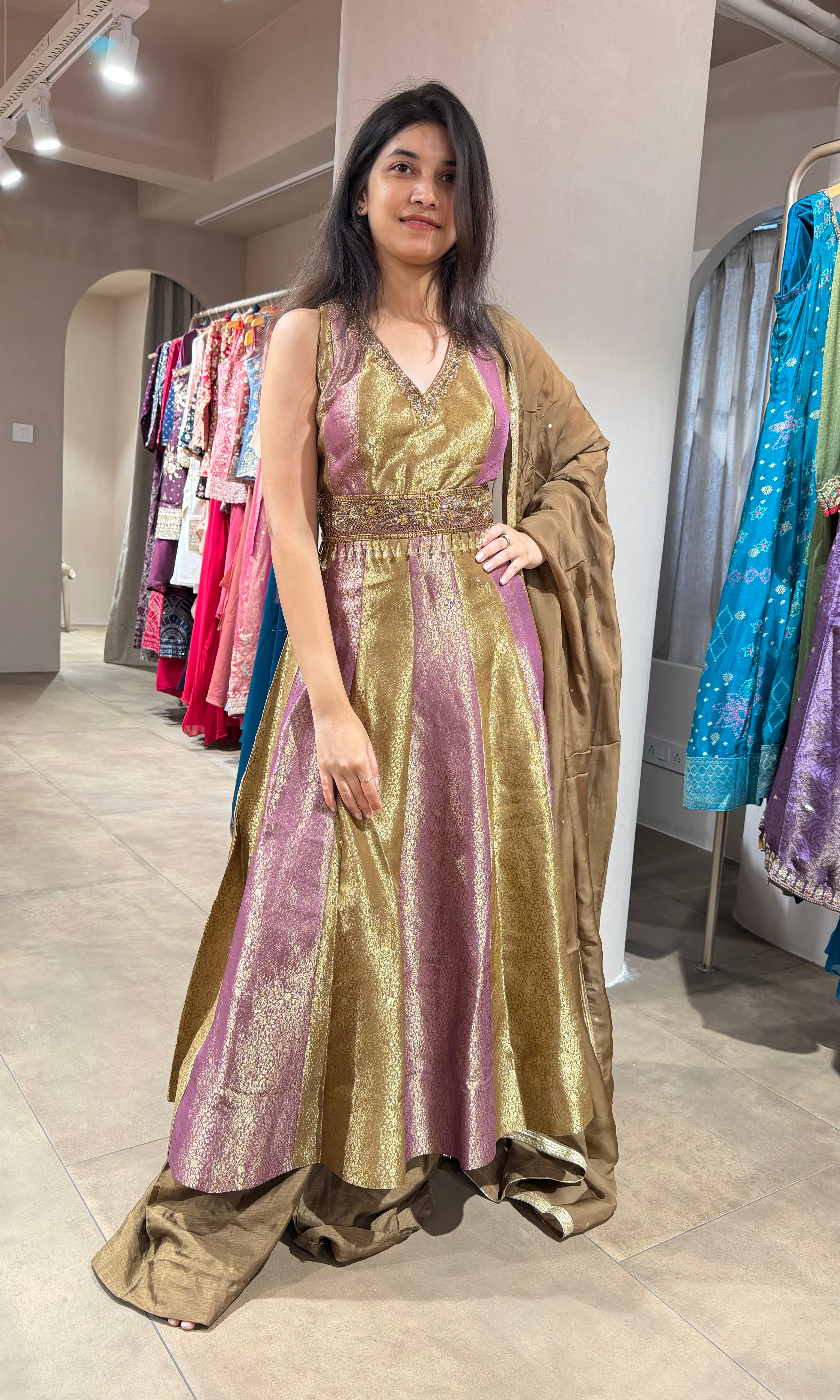 Mehandi green ANARKALI WITH PALAZZO PANTS