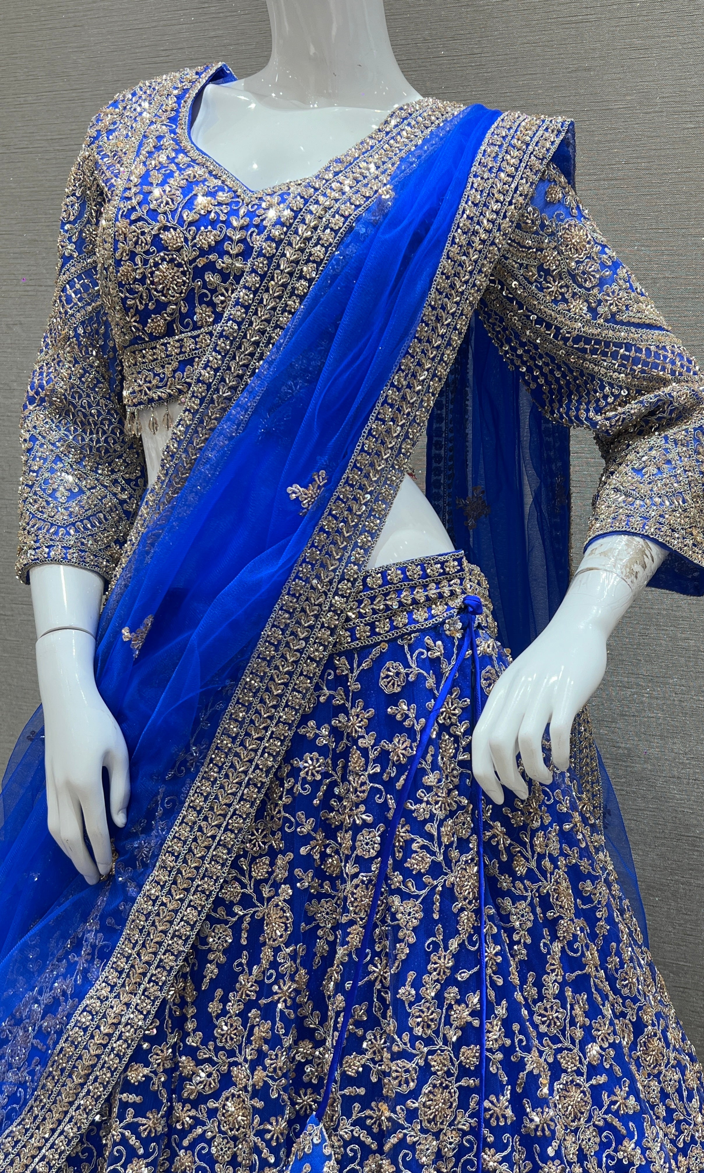 Blue crop top lehanga