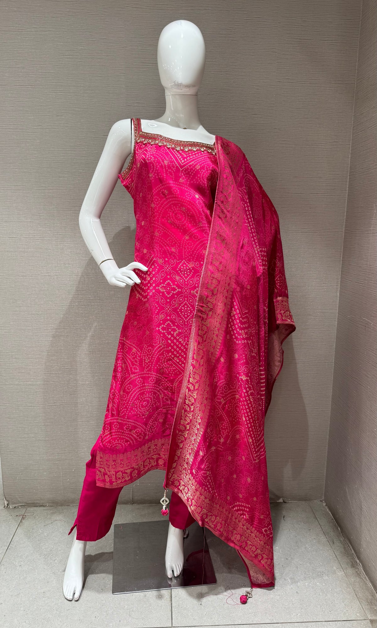 Pink Raw Silk Kurta Set with Banarasi Dupatta