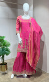 Pink gold zari work sharara set
