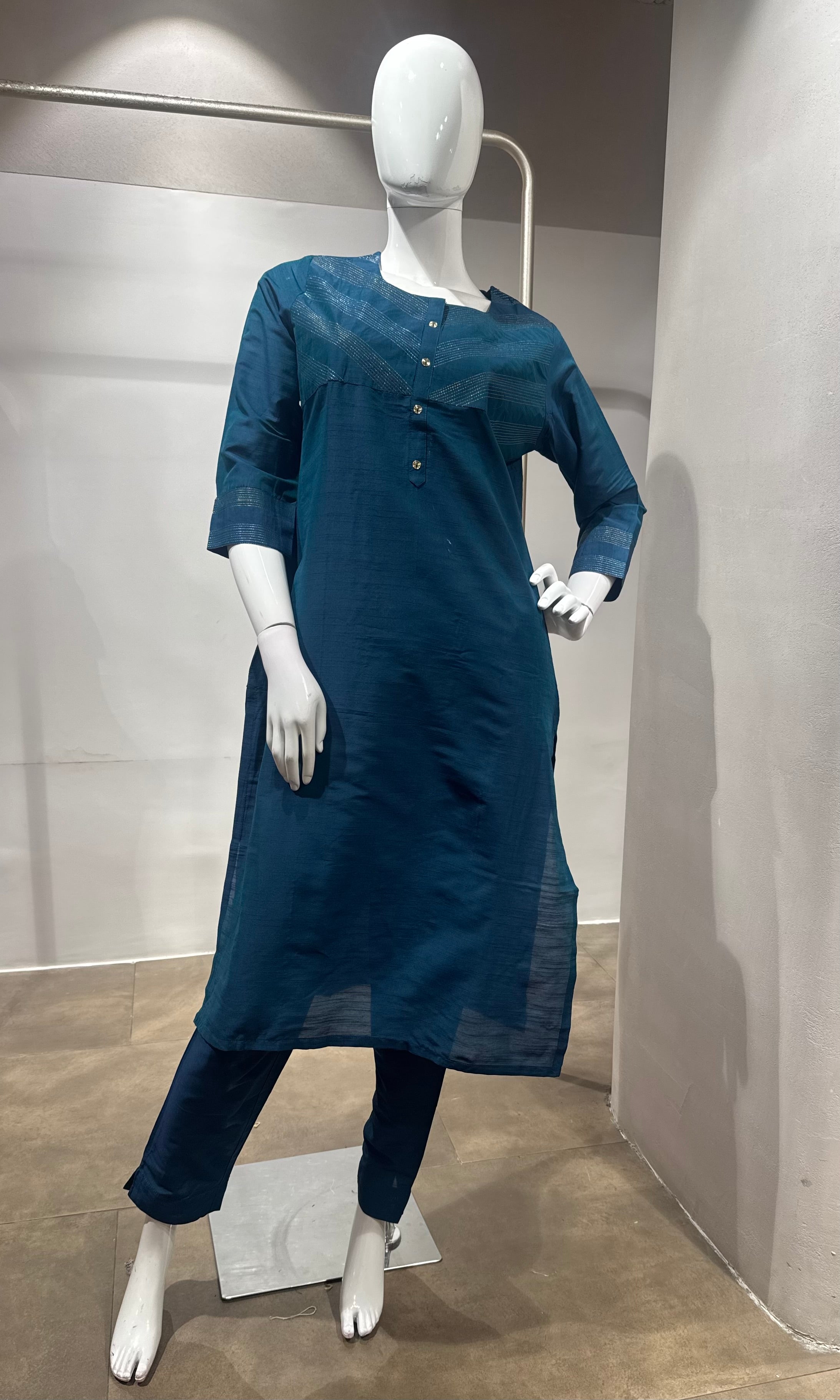 blue Silk Kurta Set with Dupatta