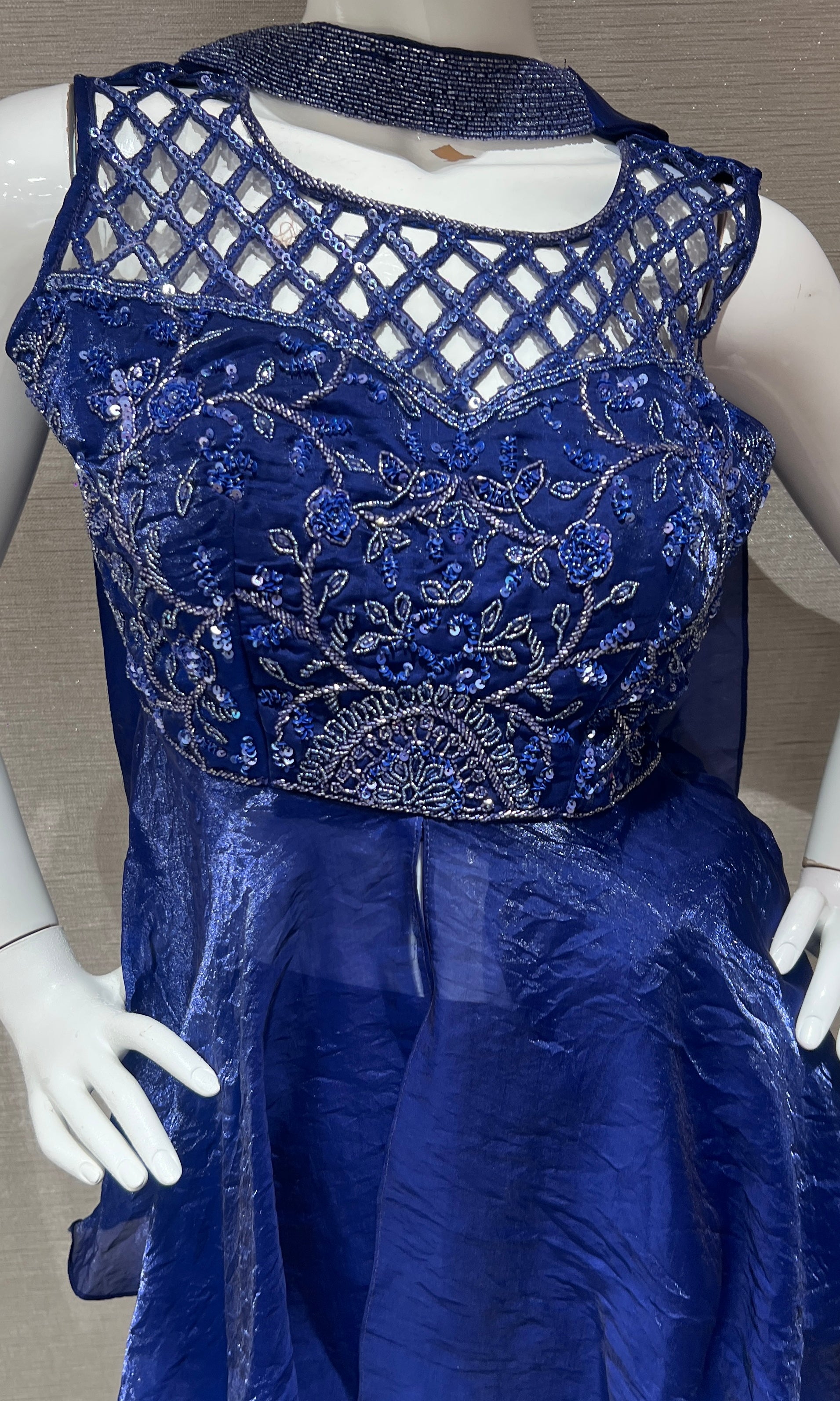 Royal Blue Embroidered Peplum palazzo set