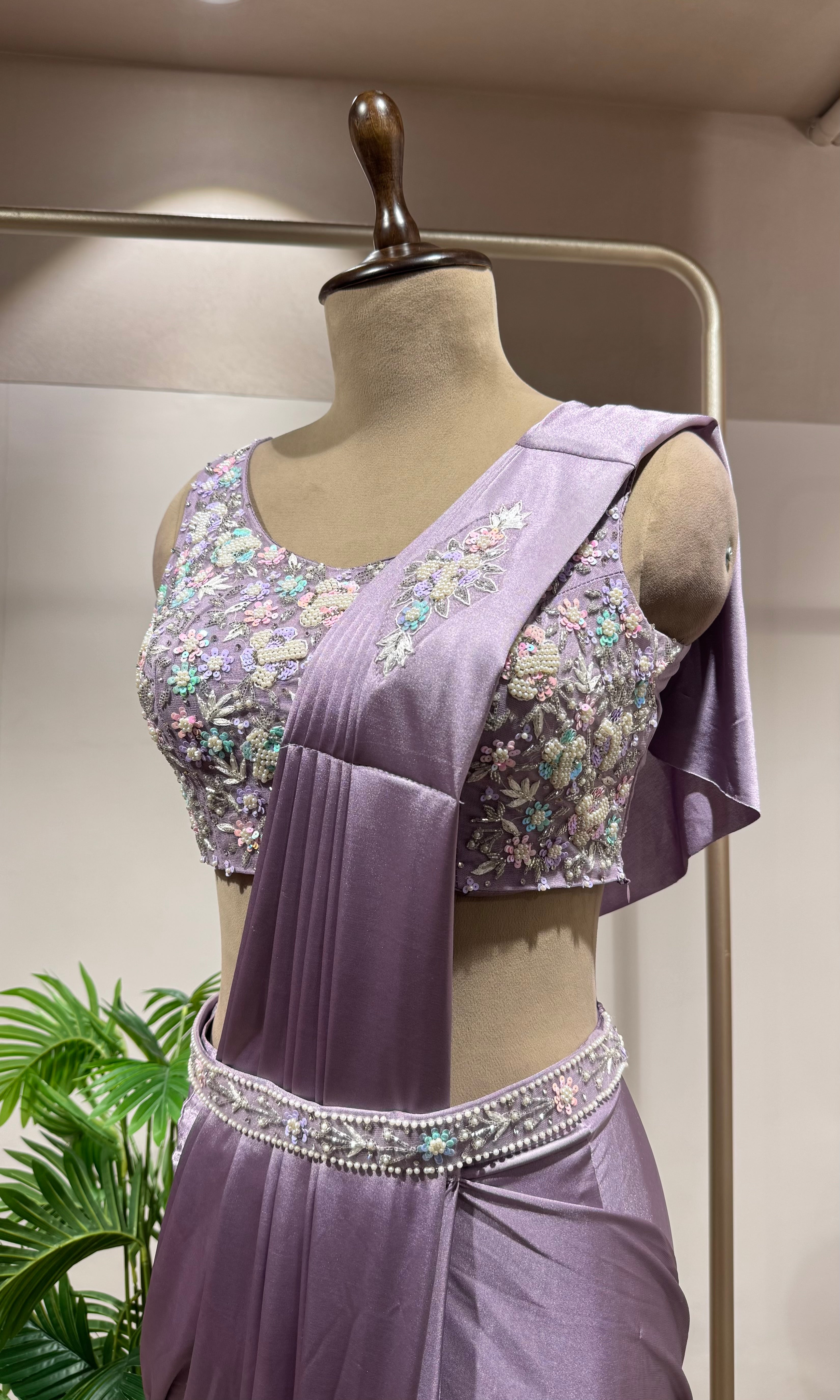 LAVENDER DRAPE SAREE WITH BLOUSE
