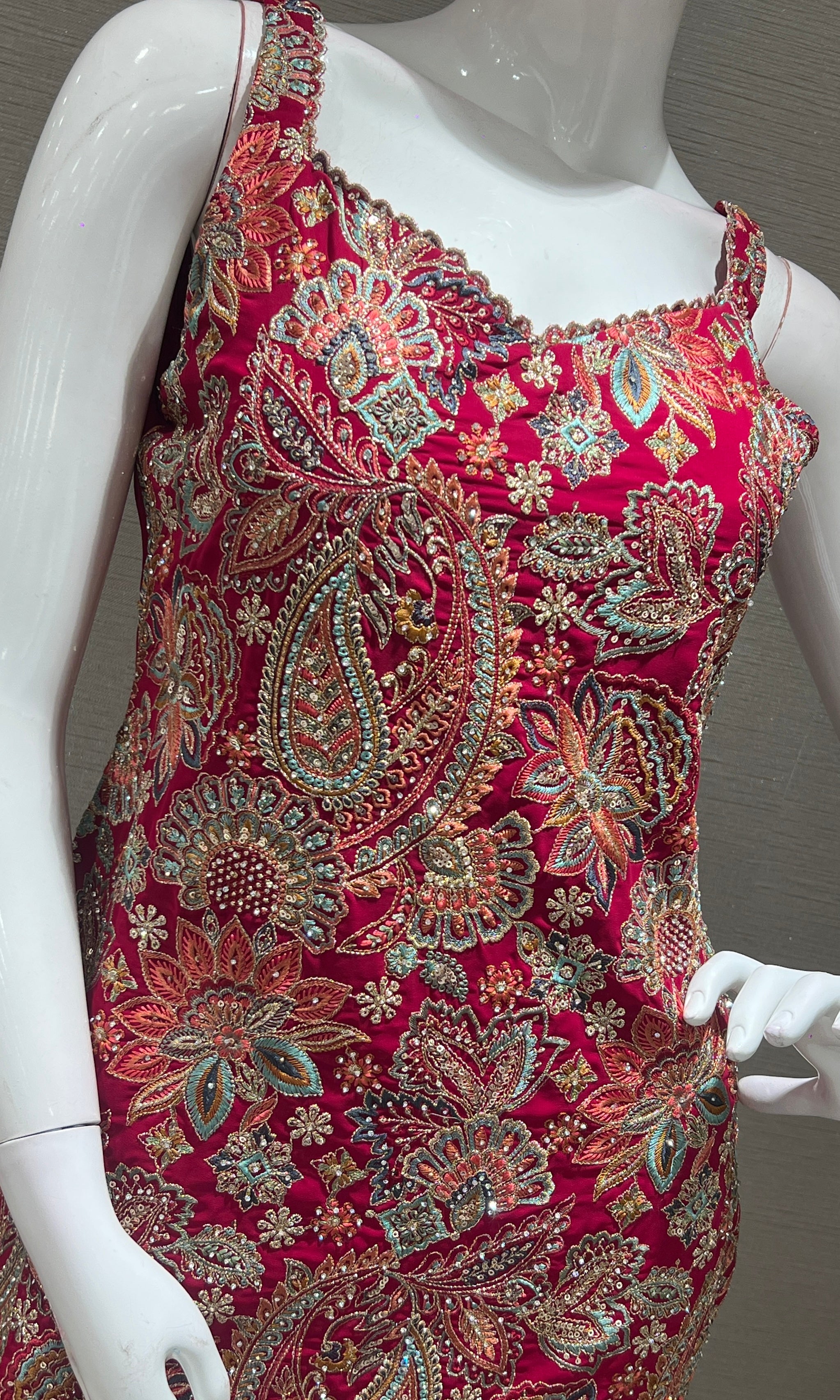 Rani pink Embellished short peplum palazzo set