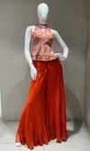 ORANGE EMBROIDERED PEPLUM Palazzo set