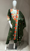 Green embroidered kurta set
