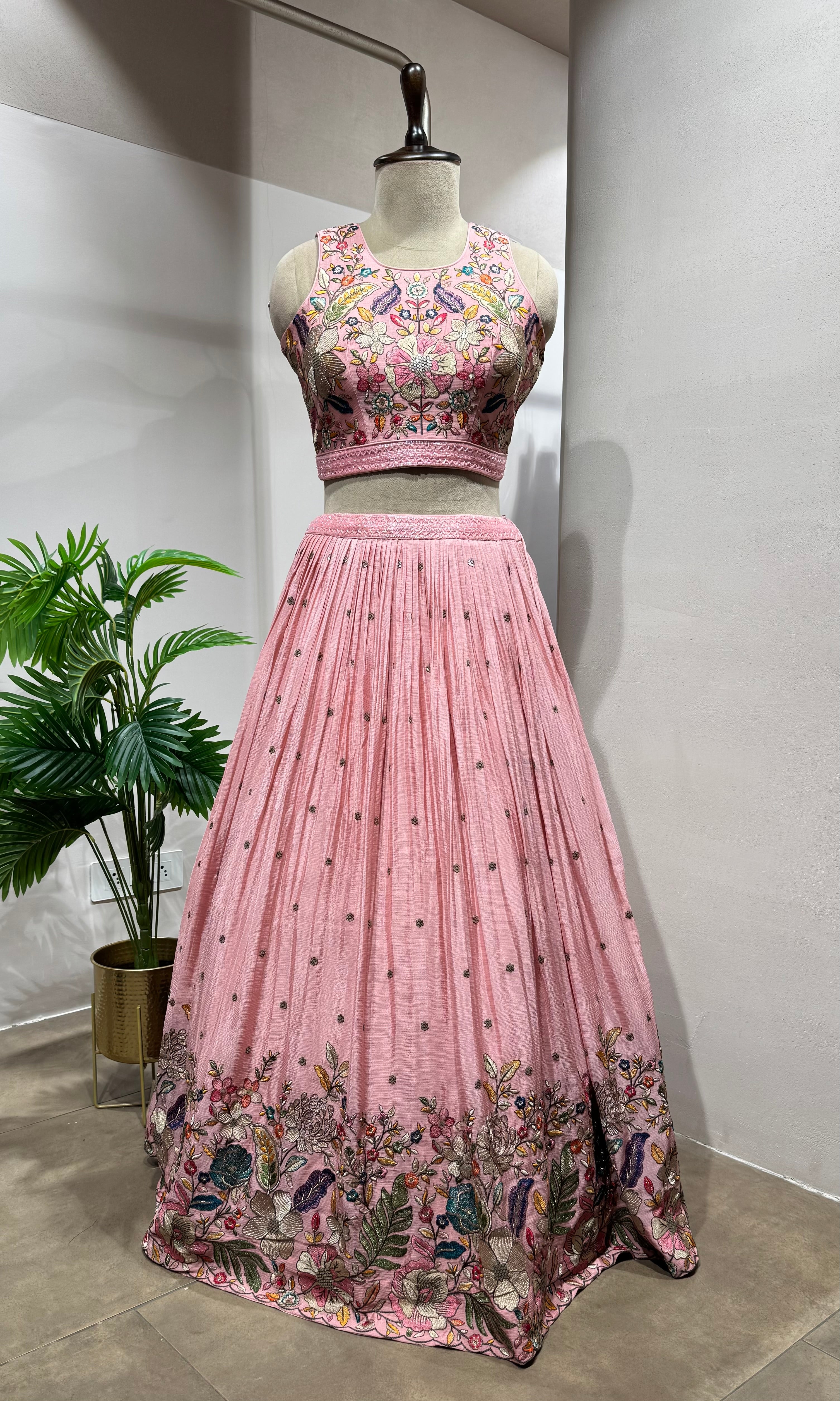 Blush Pink Lehenga Set with Embroidered BLOUSE