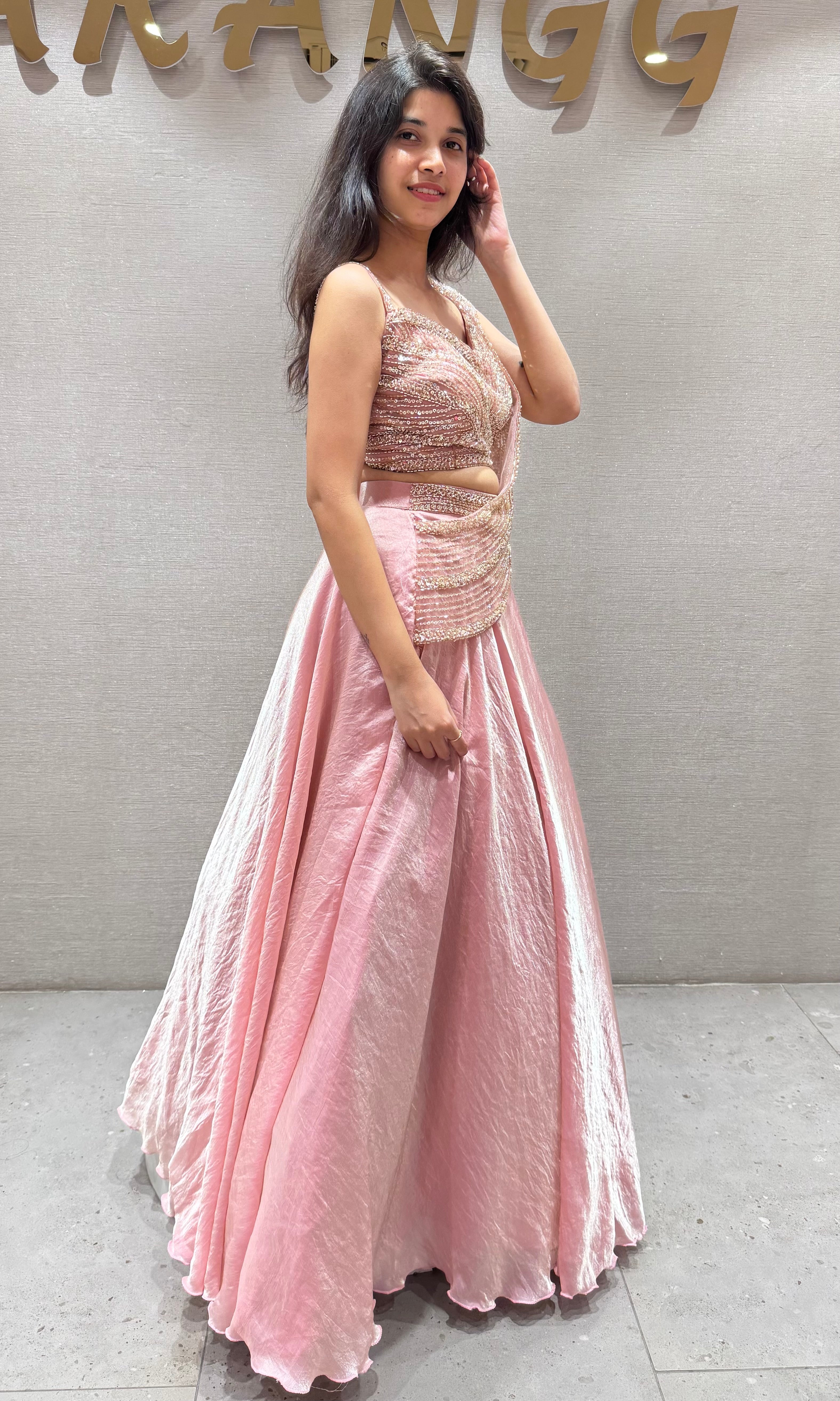 Baby pink LEHENGA WITH CORSET BLOUSE