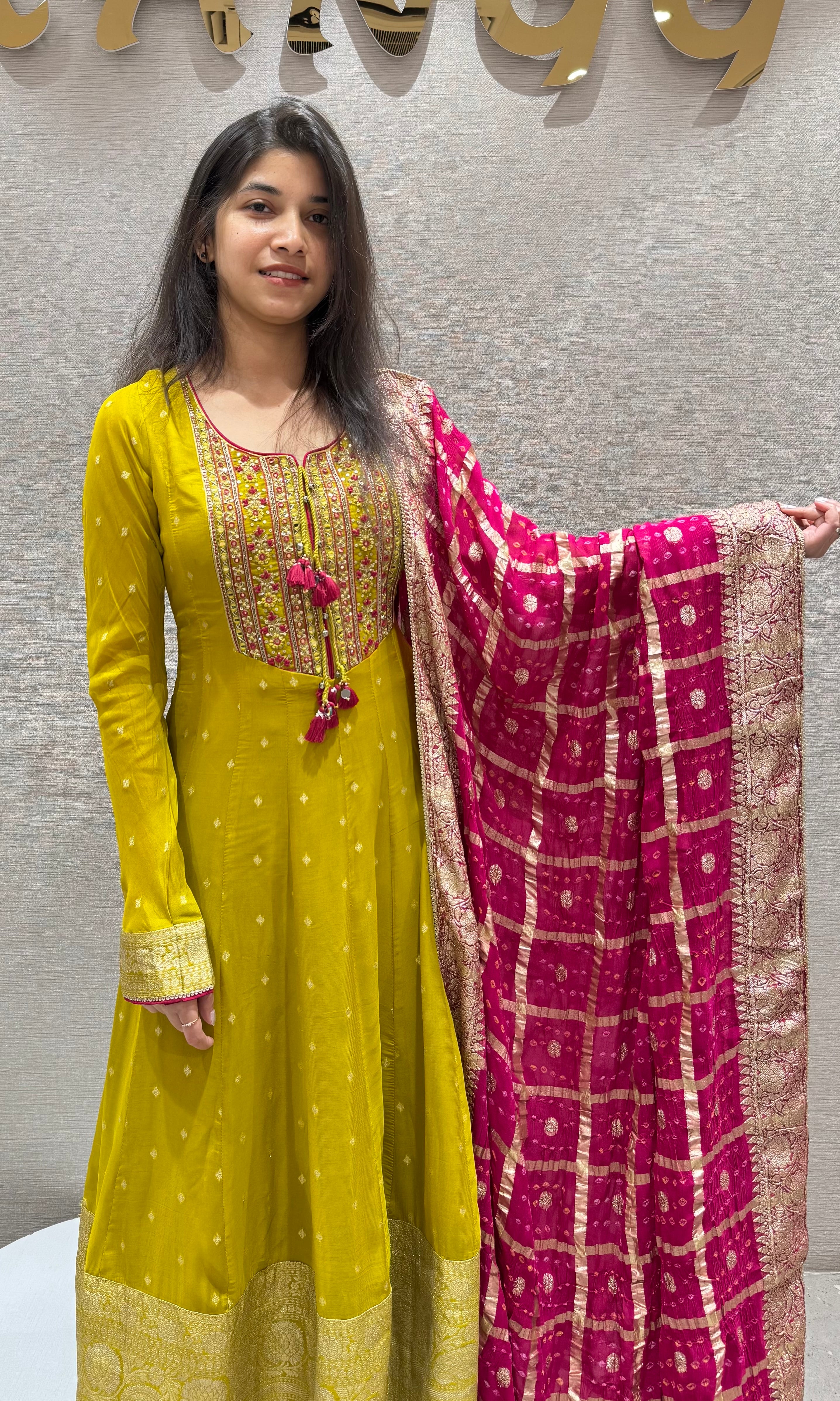 Mehandi green ANARKALI WITH PALAZZO PANTS