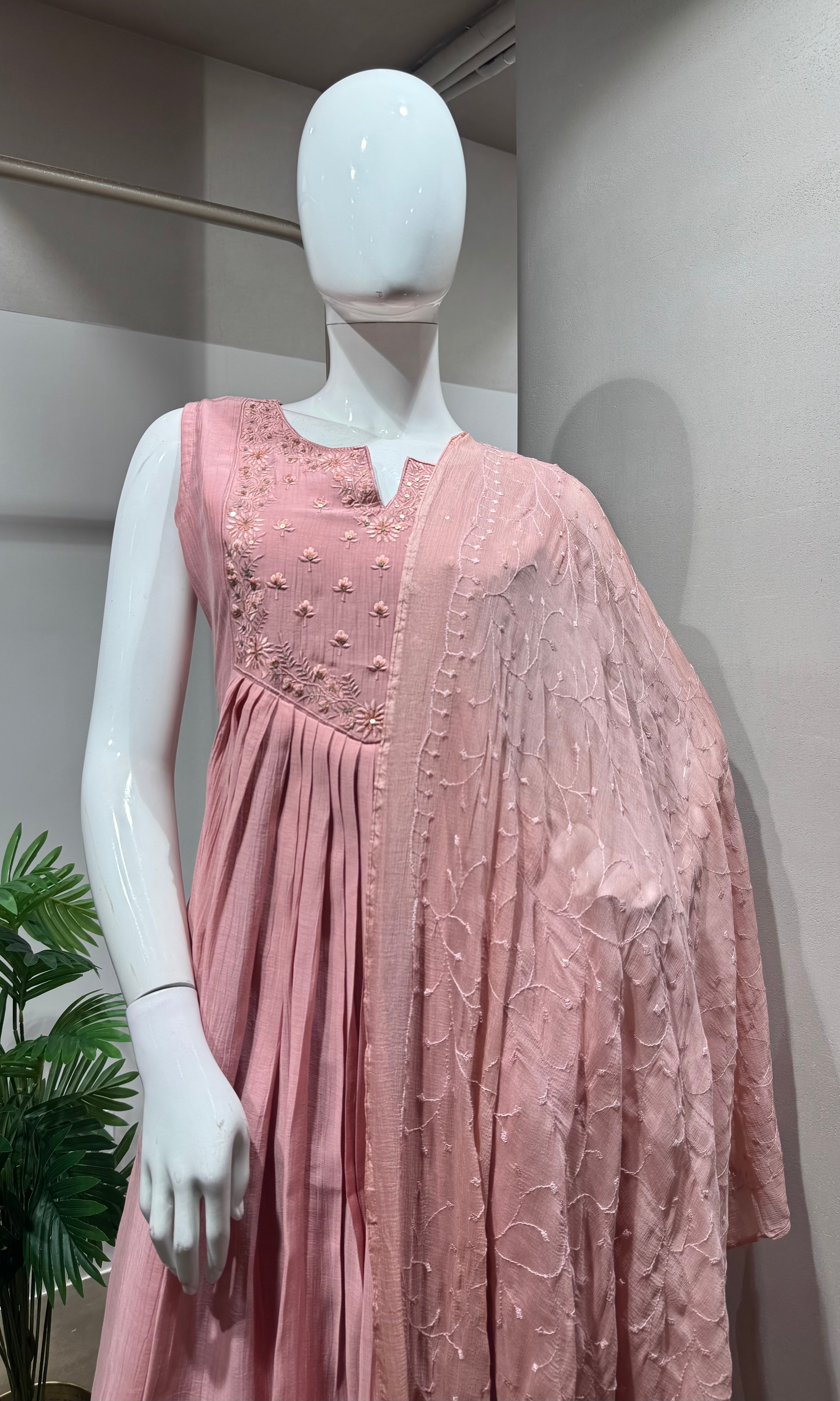 Blush Pink embroidered Anarkali kurta Set