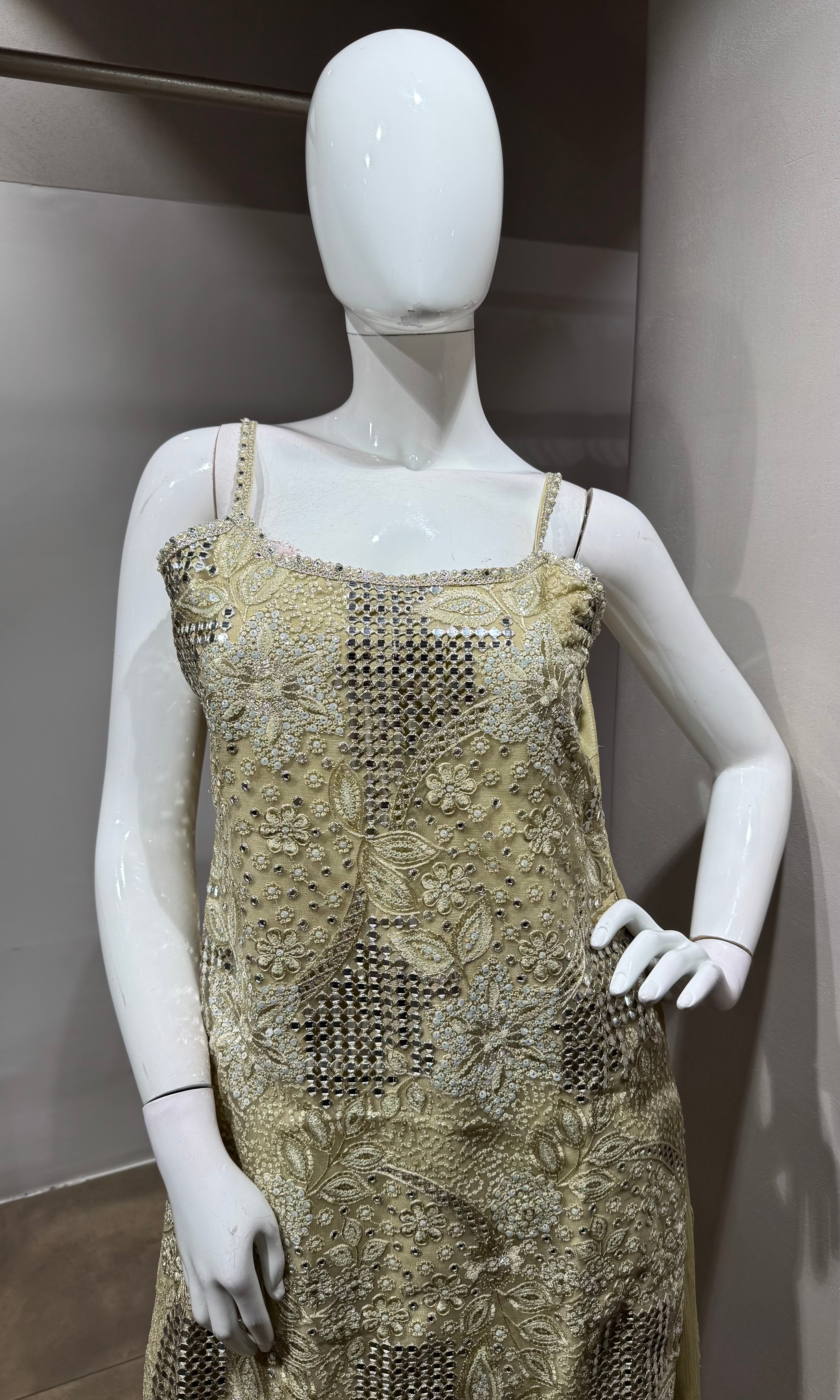 Gold Embroidered sharara Set with Dupatta