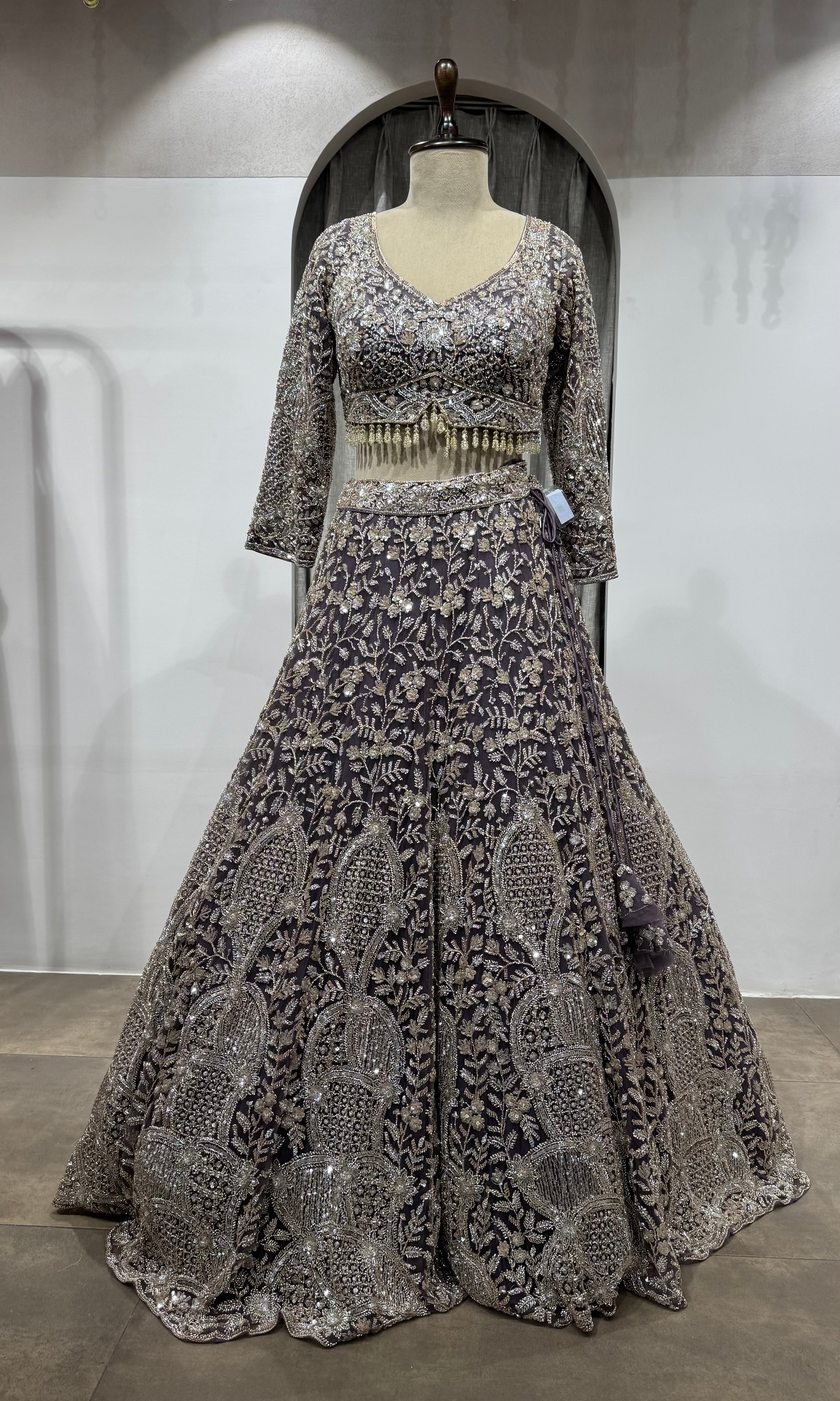 Light Purple Sequin Embellished Bridal Lehenga
