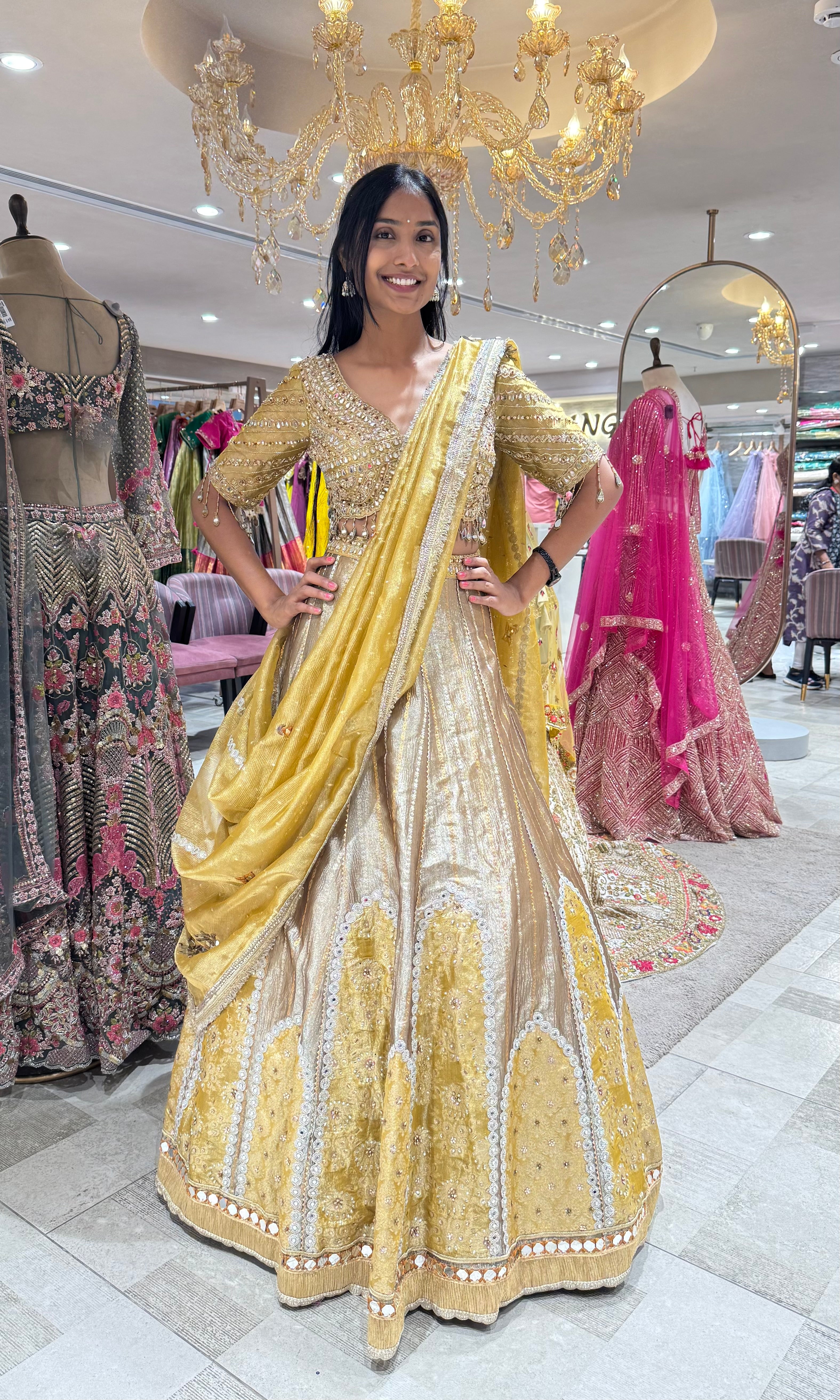 GOLDEN GOLD EMBROIDERED BRIDAL LEHENGA
