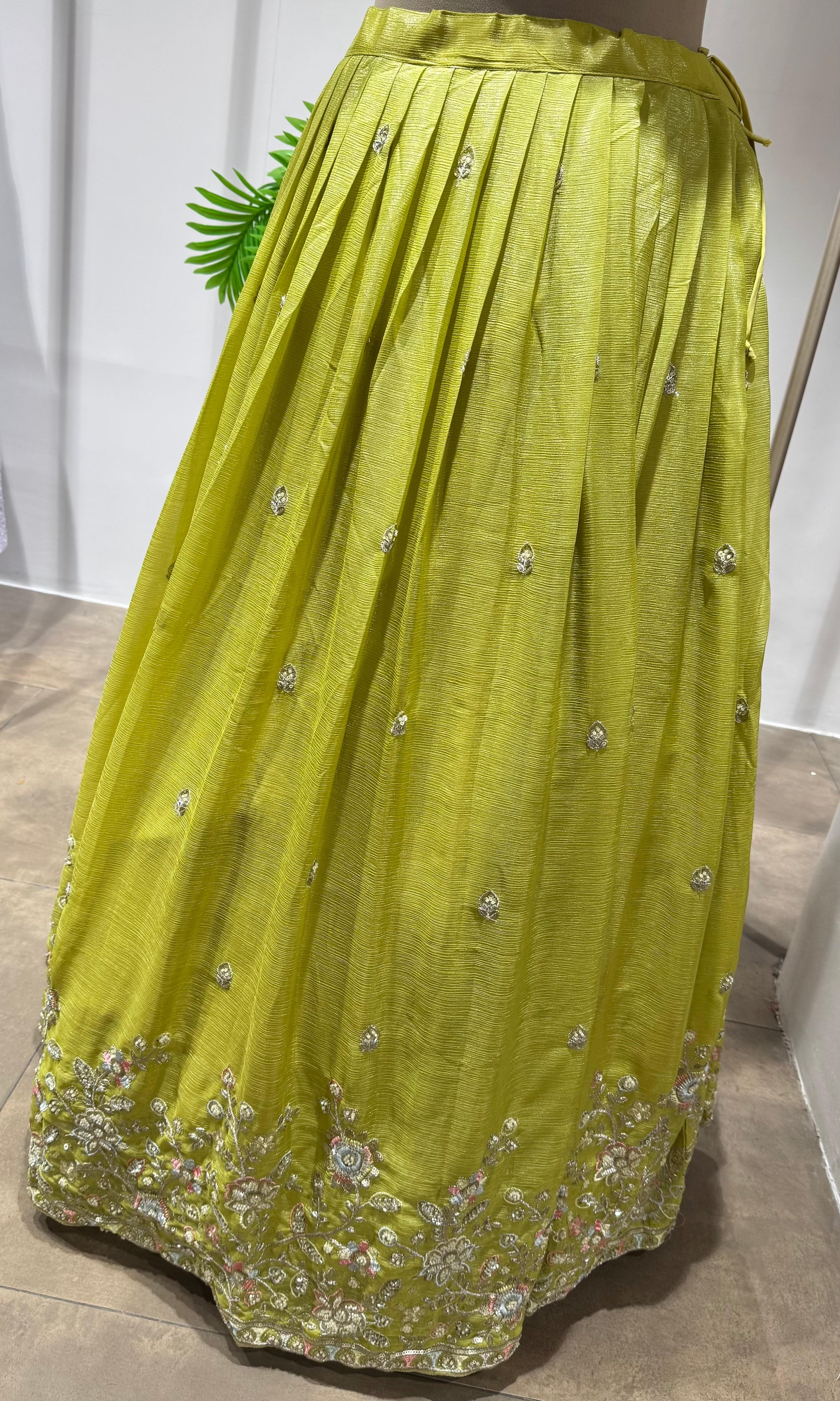 Green Lehenga with Embroidered Border